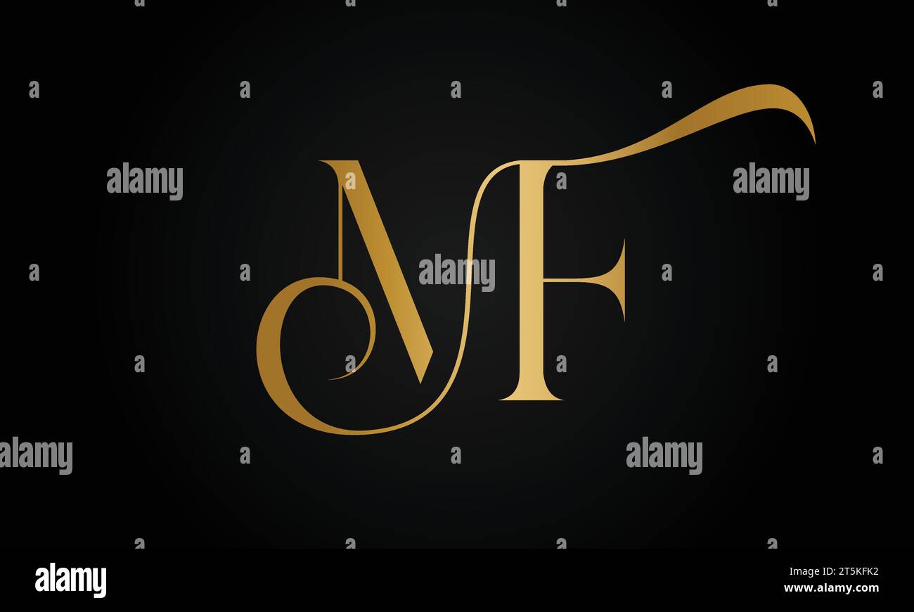 Logo lettera di testo con monogramma MF o FM di lusso Illustrazione Vettoriale