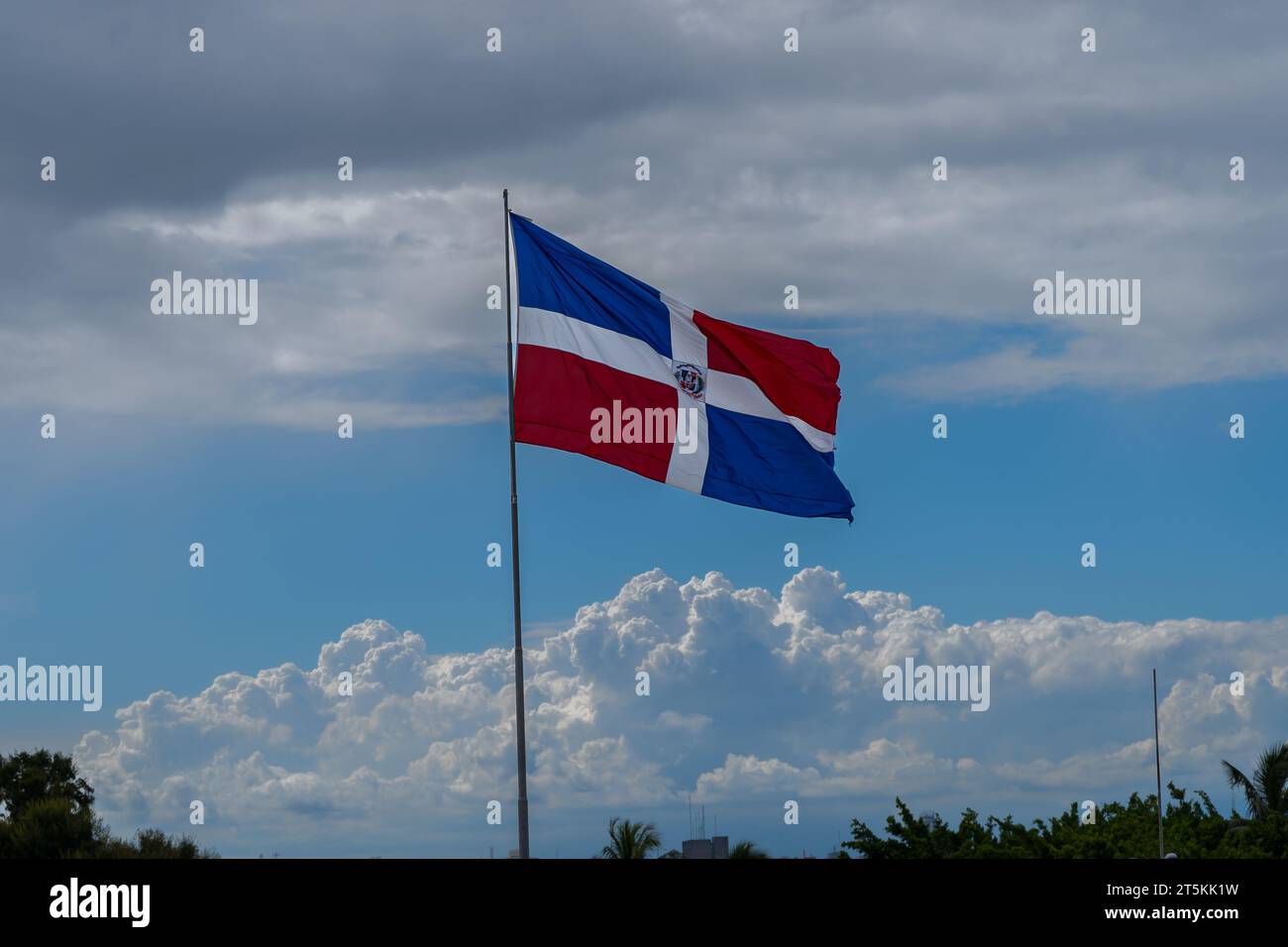 Vista del simbolo patriottico della bandiera della Repubblica Dominicana nel faro di Colombo Foto Stock