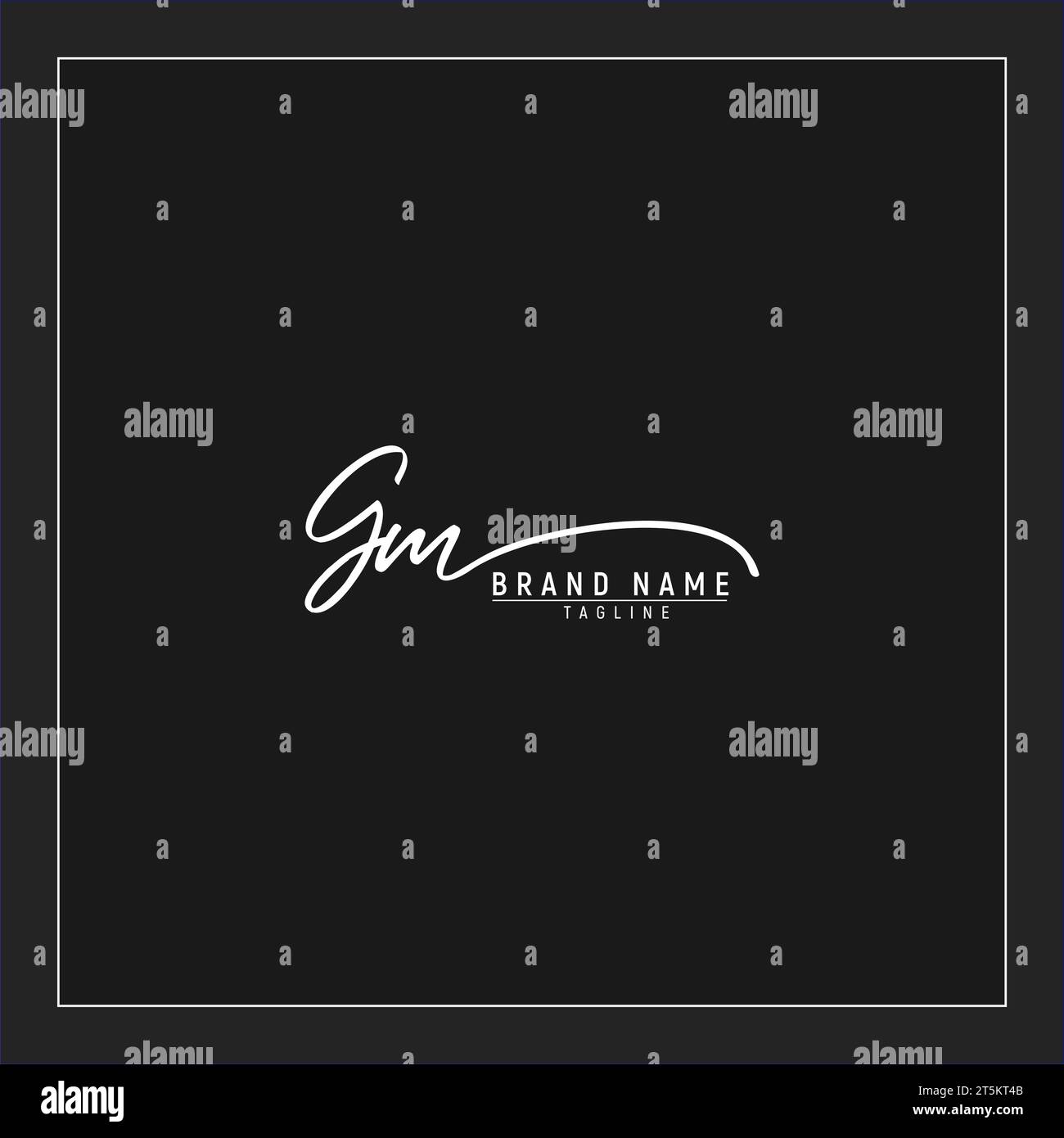 Logo GM iniziale di lusso monogramma firma scritta a mano isolato su sfondo nero Illustrazione Vettoriale
