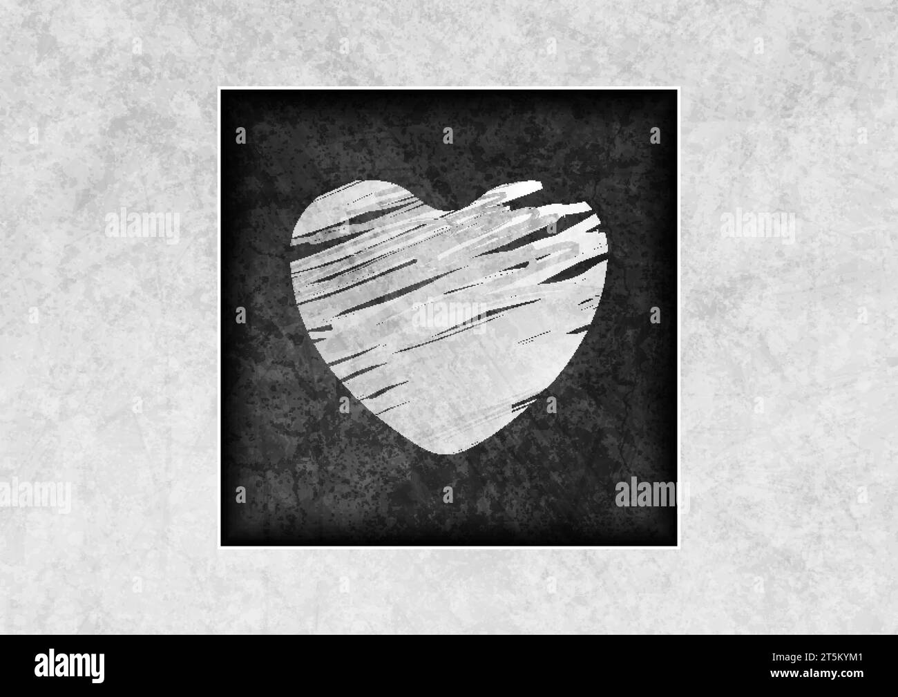 Il cuore bianco grunge la matita astratta colpisce lo sfondo. Biglietto d'auguri per San Valentino Illustrazione Vettoriale