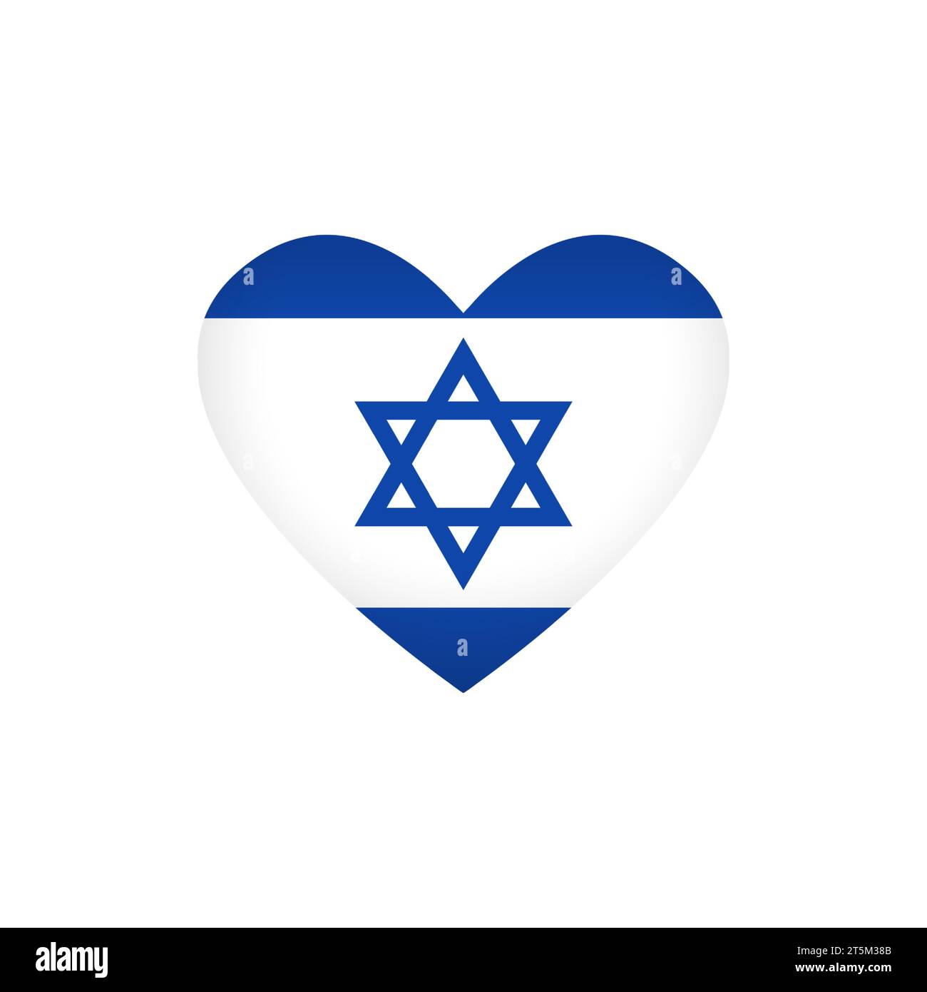 Forma a cuore con bandiera di Israele. Logo creativo con maschera di ritaglio. Love Israel Icon Concept. Simbolo di sport o di viaggio. Pulsante Internet. Design del badge. Illustrazione Vettoriale