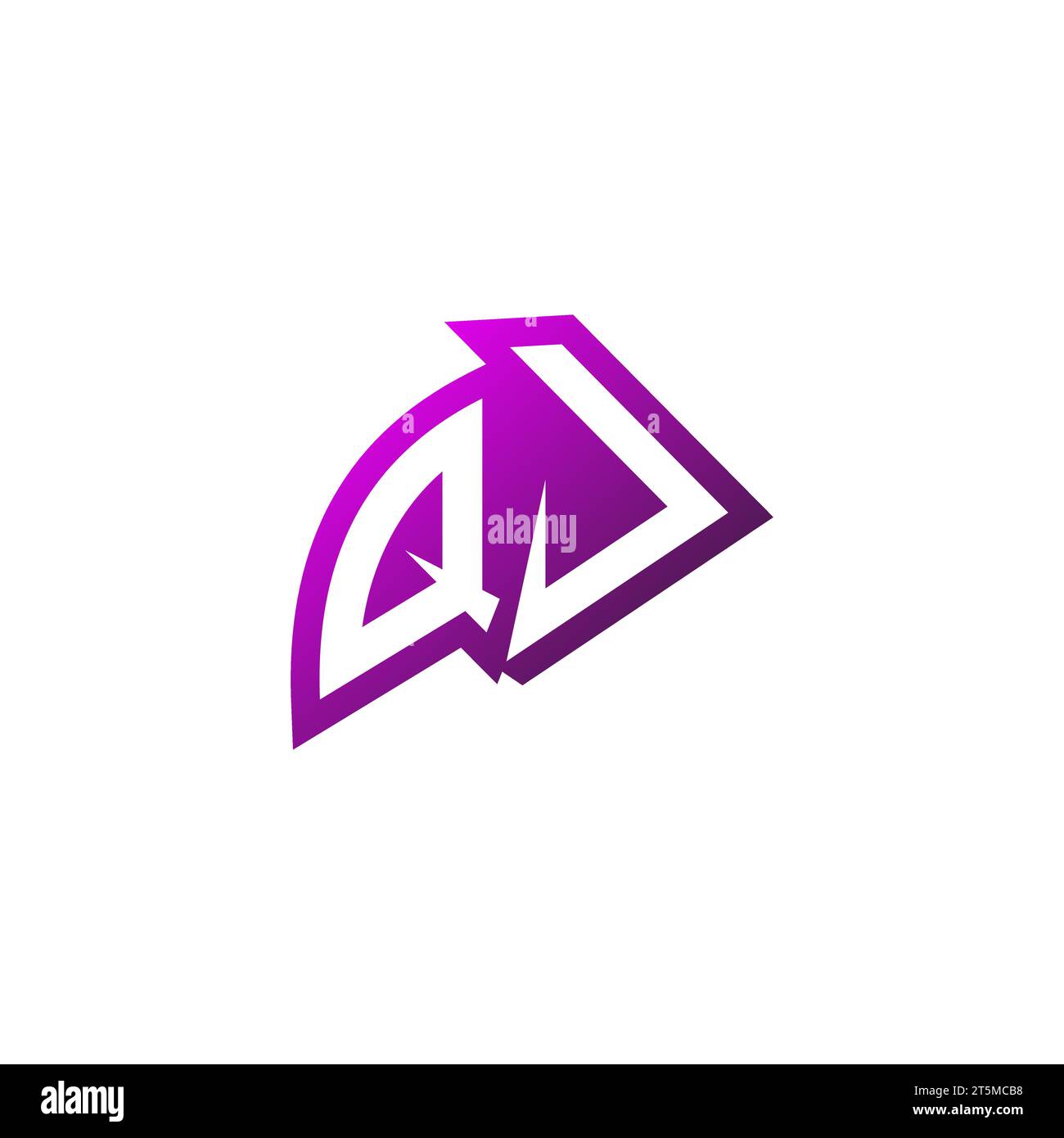Schema iniziale del logo QJ Premium e concetto di design per il gaming Illustrazione Vettoriale