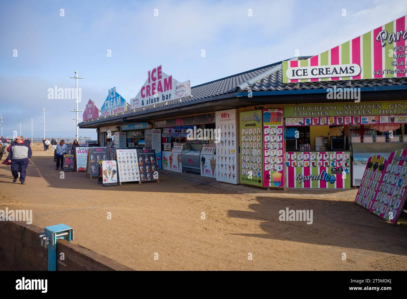 Grande varietà di gelati in vendita a North Bearing, Skegness Beach Foto Stock