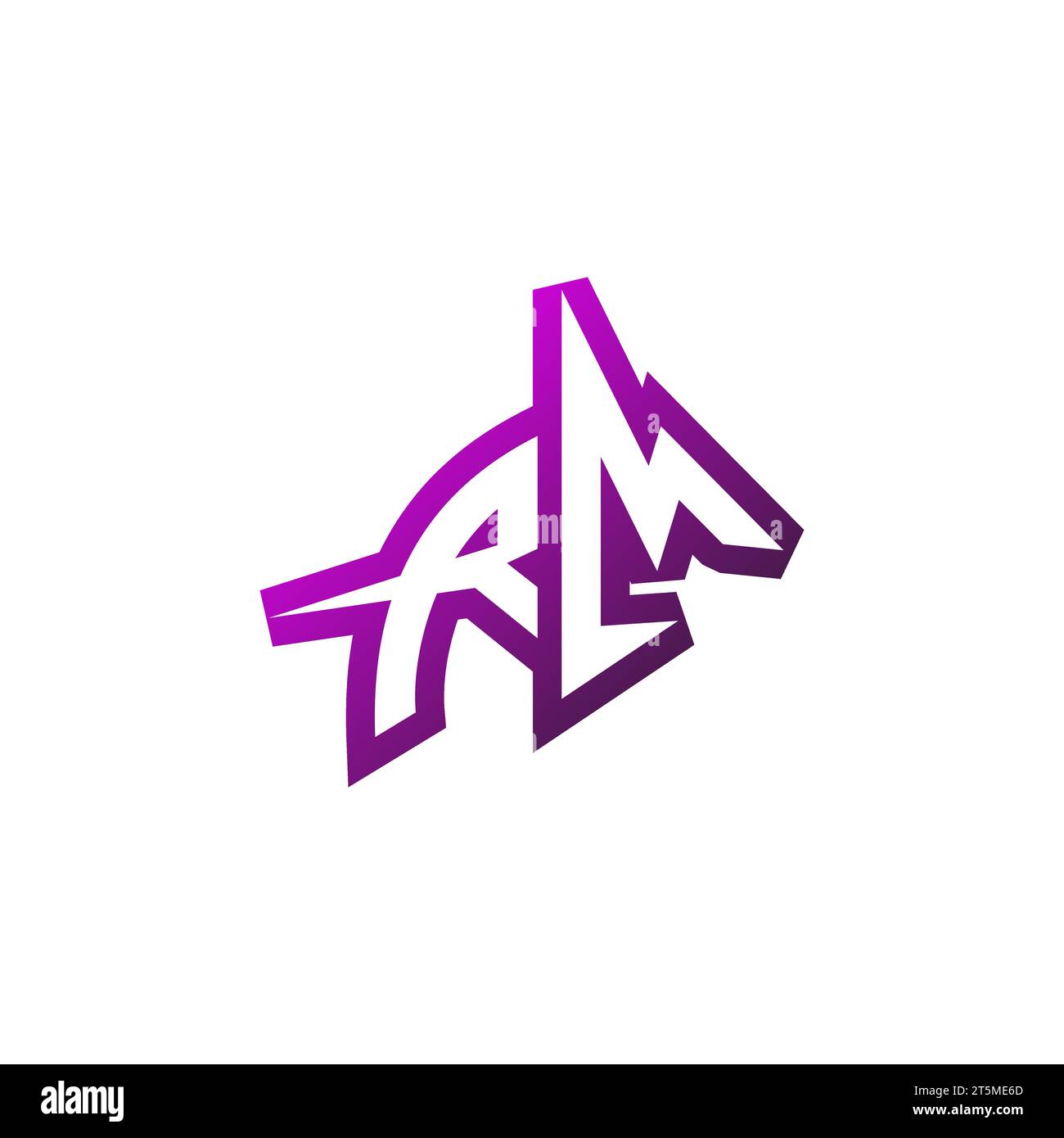 Design iniziale del logo dell'emblema RM Premium e concept di design per il gaming Illustrazione Vettoriale