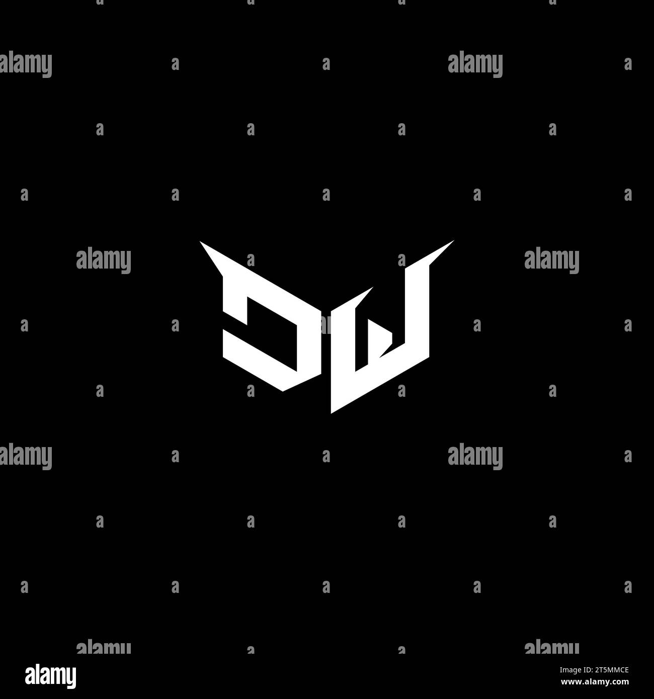 Design iniziale del logo DW Premium con emblema e concept di gioco Illustrazione Vettoriale