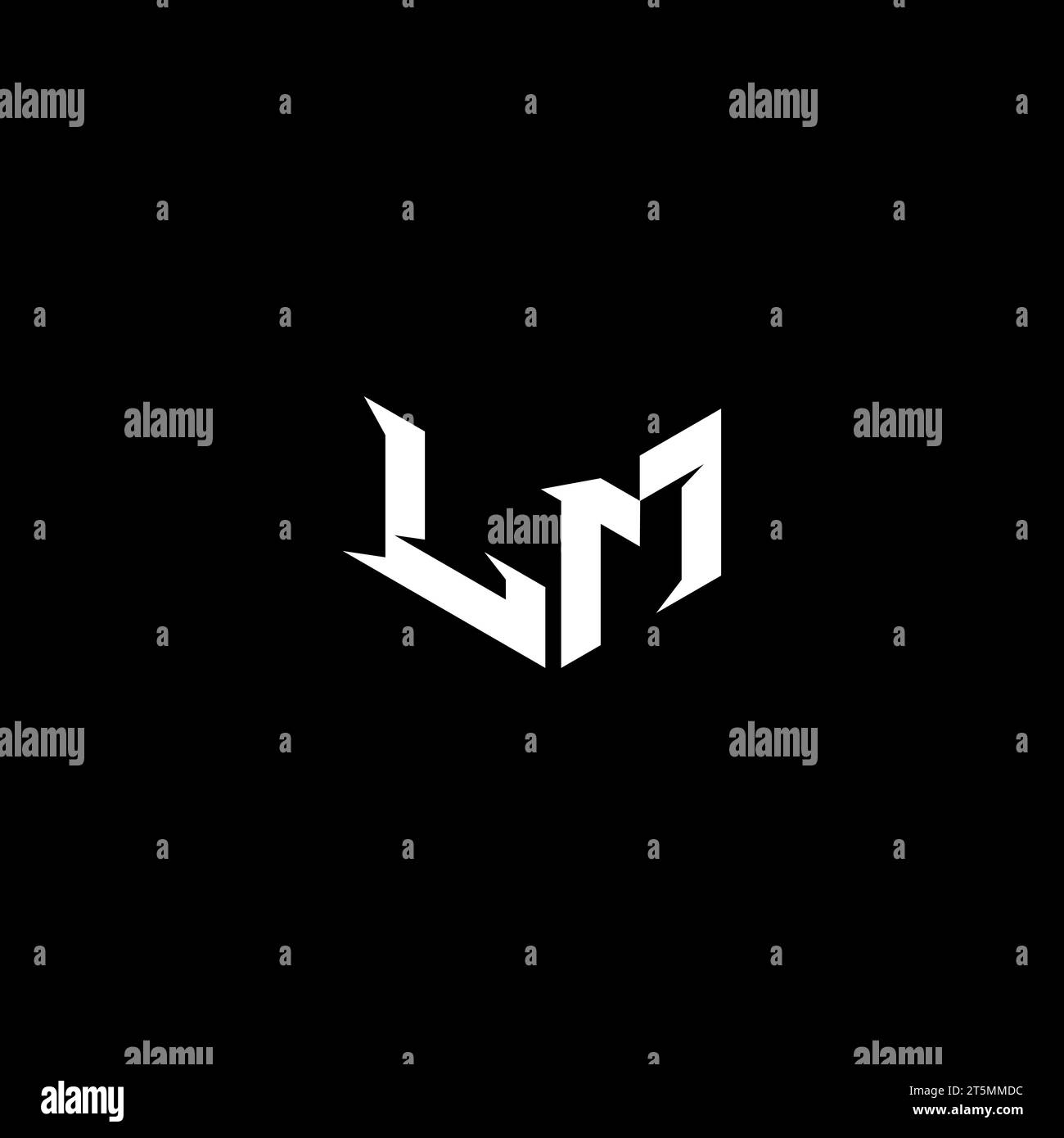 Design iniziale del logo dell'emblema LM Premium e concept di gioco Illustrazione Vettoriale