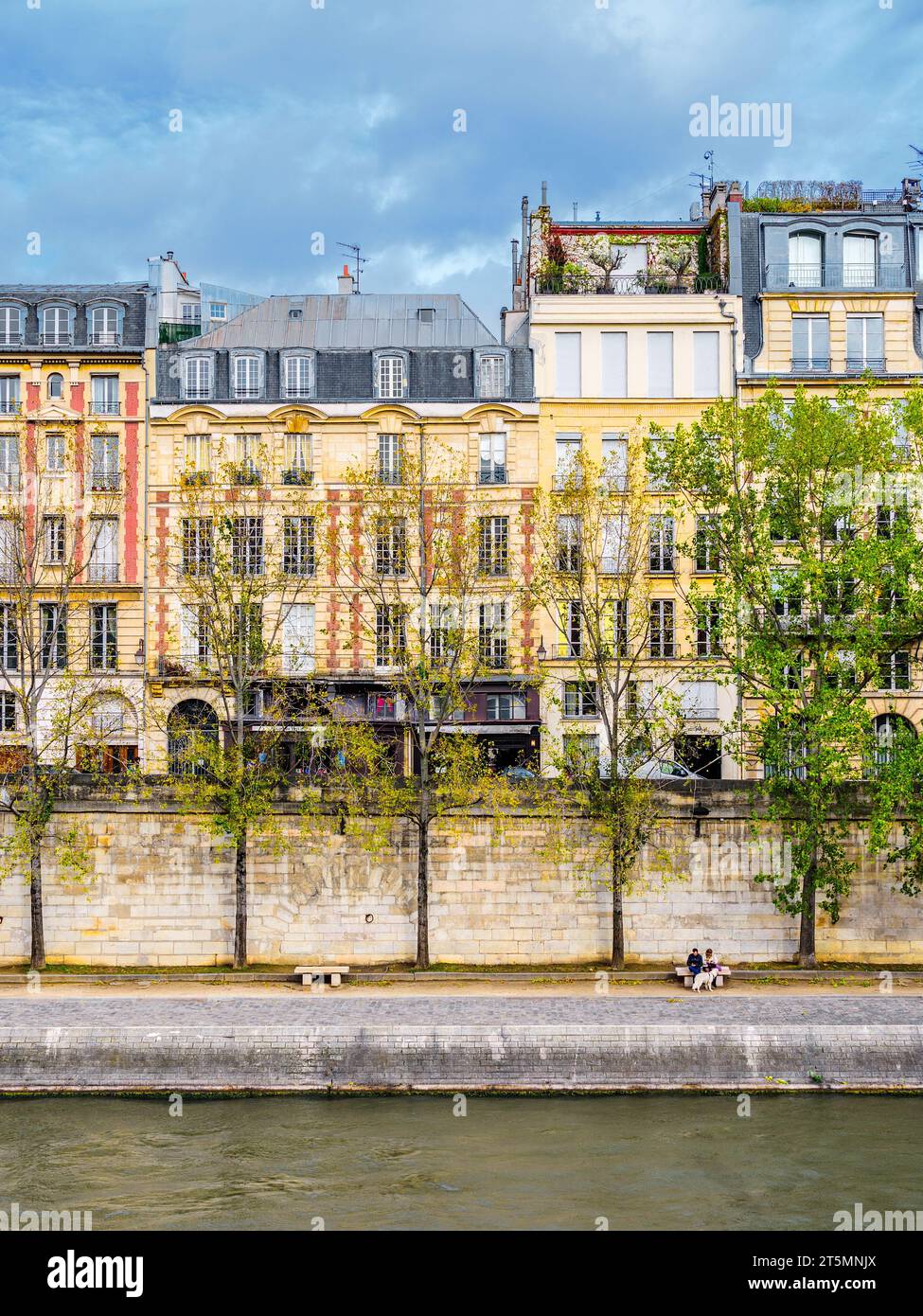 Vista sulla Senna del Quai des Orfèvres sull'İle de la Cité, Parigi 1, Francia. Foto Stock