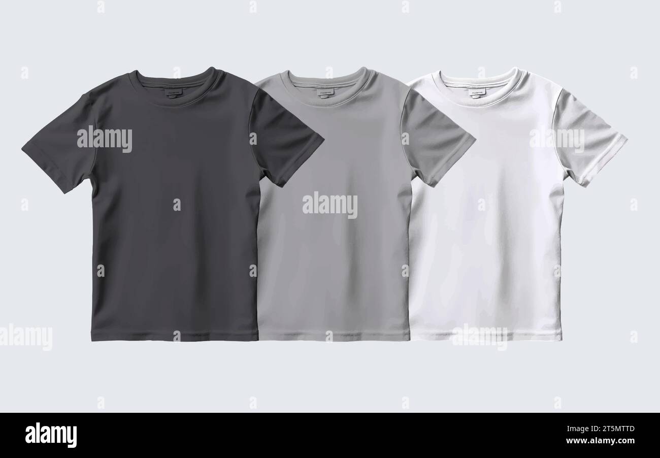 Mockup di T-shirt, modello di T-shirt, semplice mock-up di camicie, design modificabile per il clothe, prodotti per il punto vendita in vista frontale Illustrazione Vettoriale