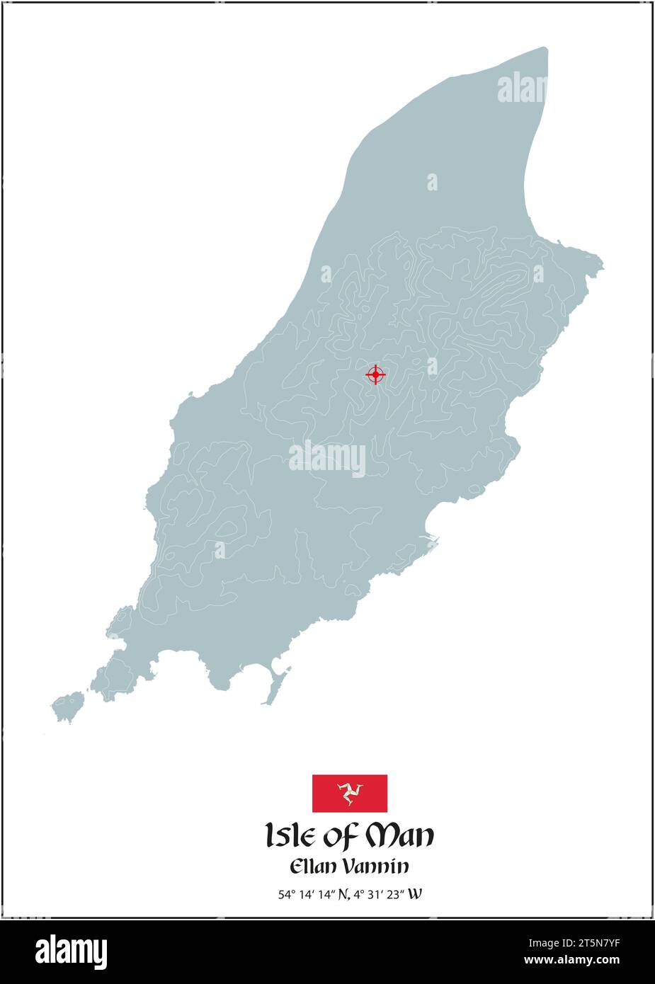 Mappa silhouette dell'Isola di Man con bandiera, Regno Unito Foto Stock