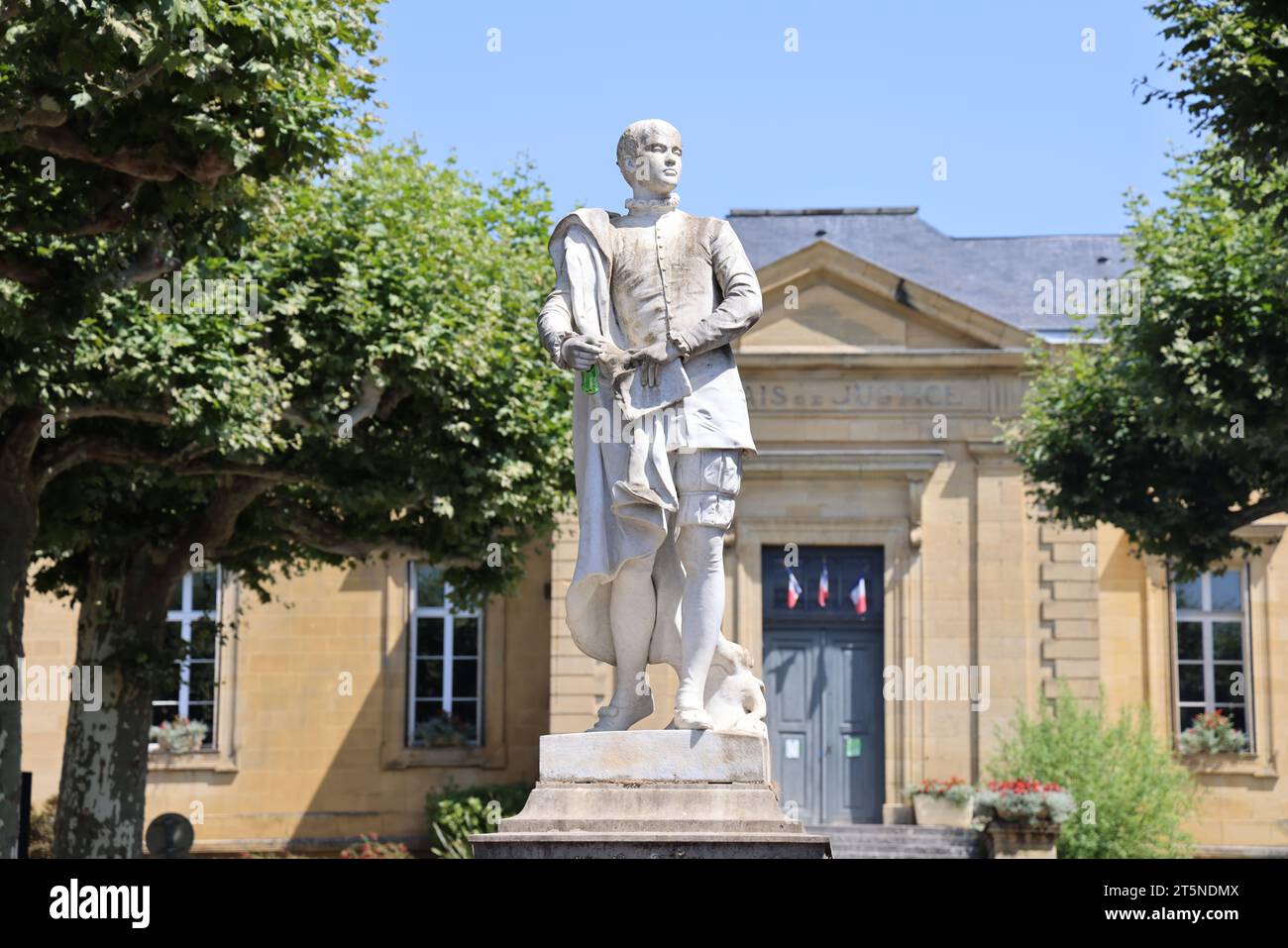 Étienne de la Boétie filosofo umanista francese del XVI secolo (1530-1563). La statua di Étienne de la Boétie, amico di Michel de Montaigne, io Foto Stock