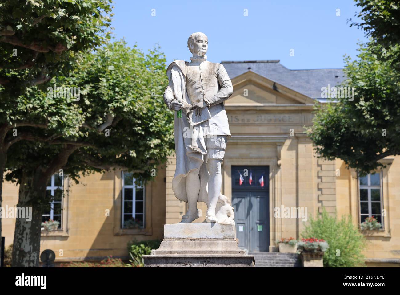Étienne de la Boétie filosofo umanista francese del XVI secolo (1530-1563). La statua di Étienne de la Boétie, amico di Michel de Montaigne, io Foto Stock