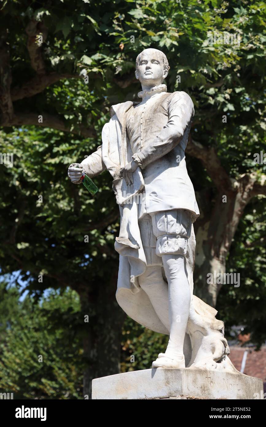 Étienne de la Boétie filosofo umanista francese del XVI secolo (1530-1563). La statua di Étienne de la Boétie, amico di Michel de Montaigne, io Foto Stock