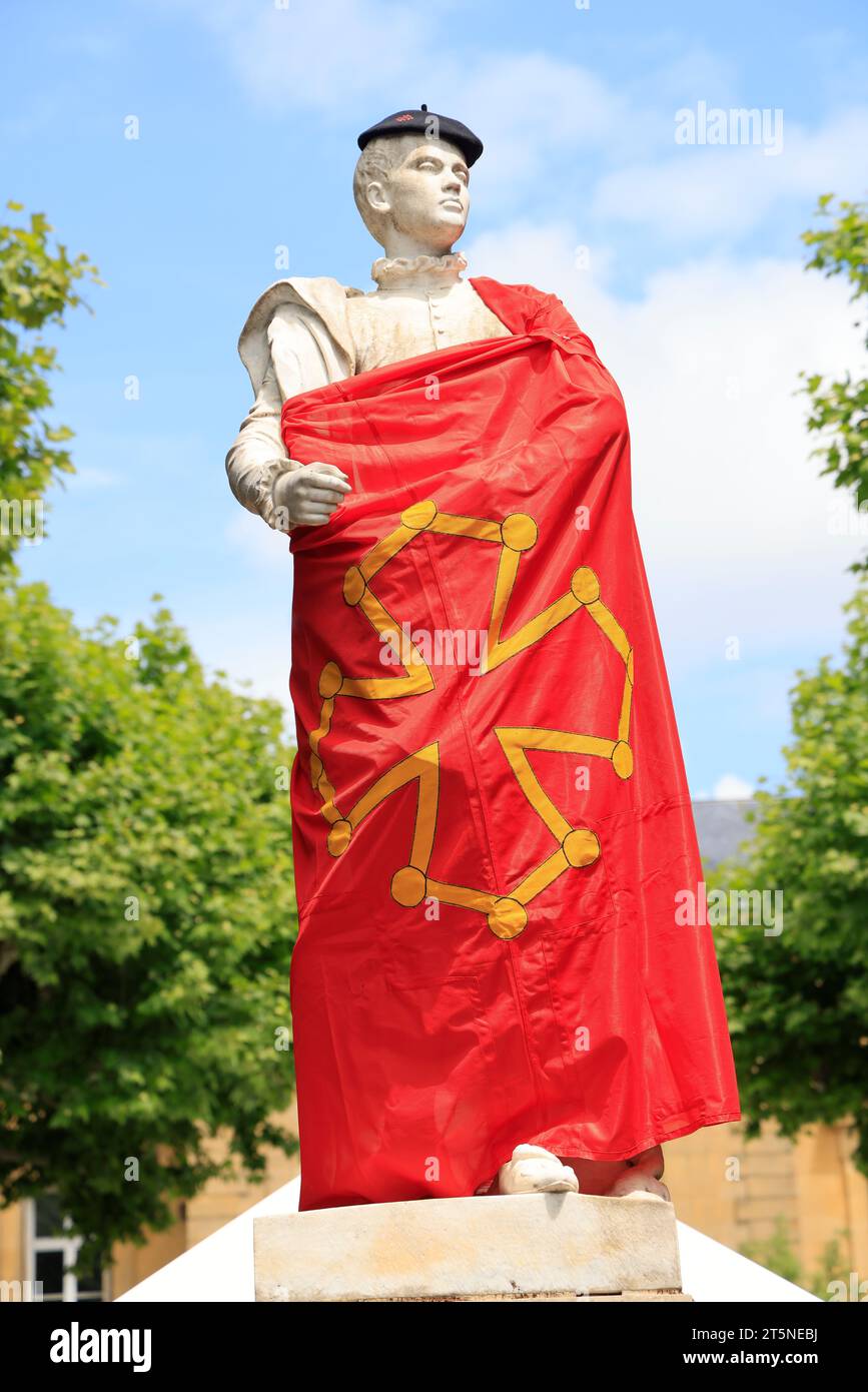 Étienne de la Boétie filosofo umanista francese del XVI secolo (1530-1563). La statua di Étienne de la Boétie, amico di Michel de Montaigne, io Foto Stock