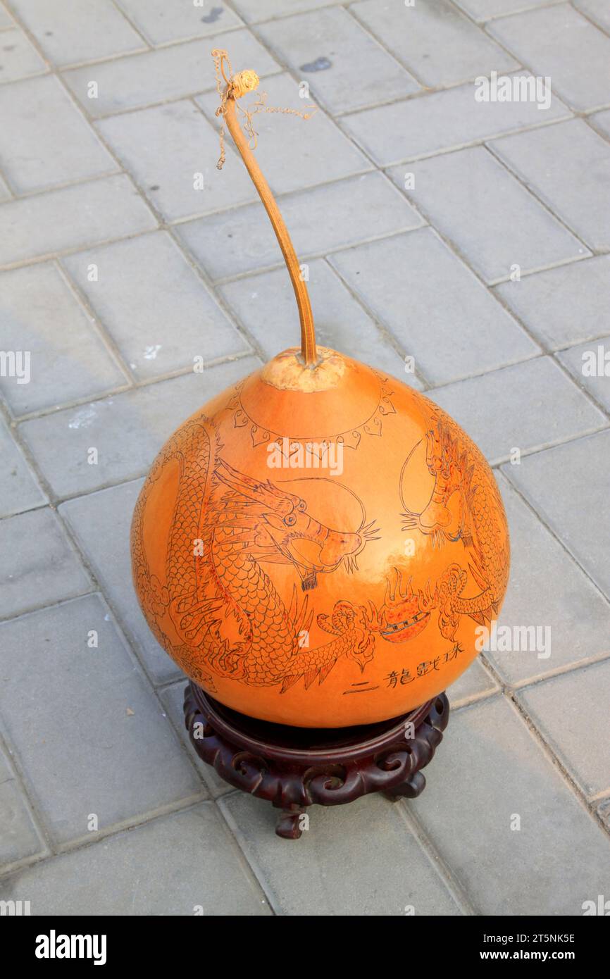 artigianato della zucca - processo di stampaggio a caldo, primo piano della foto Foto Stock
