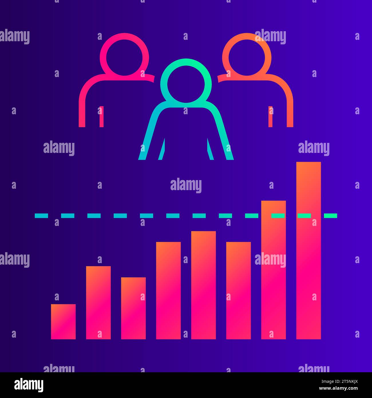 Le persone moderne modificano l'infografica. Illustrazione vettoriale piatta isolata su sfondo viola. Illustrazione Vettoriale