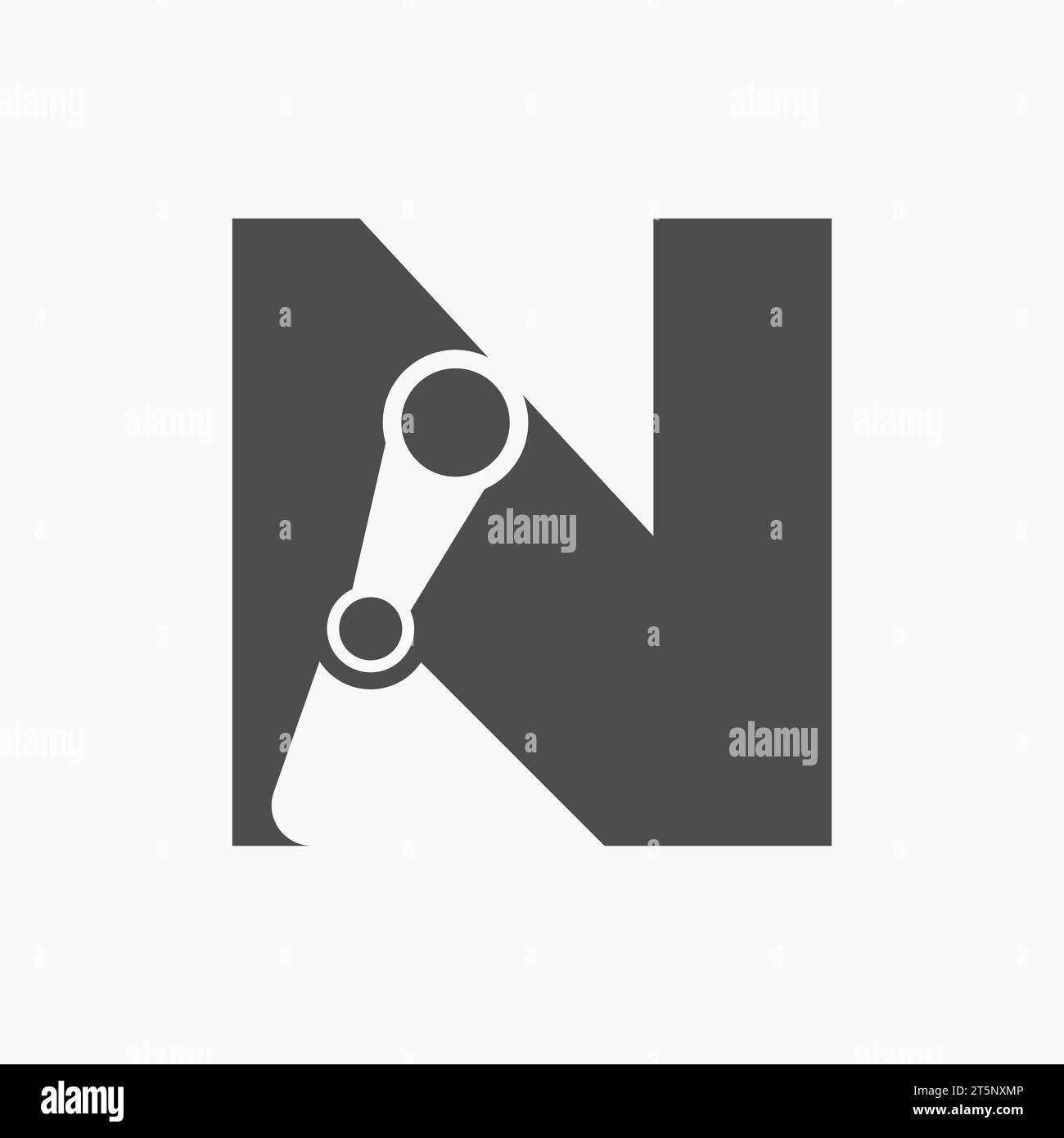 Escavatore con logo Letter N per modello vettoriale con logo Construction Illustrazione Vettoriale