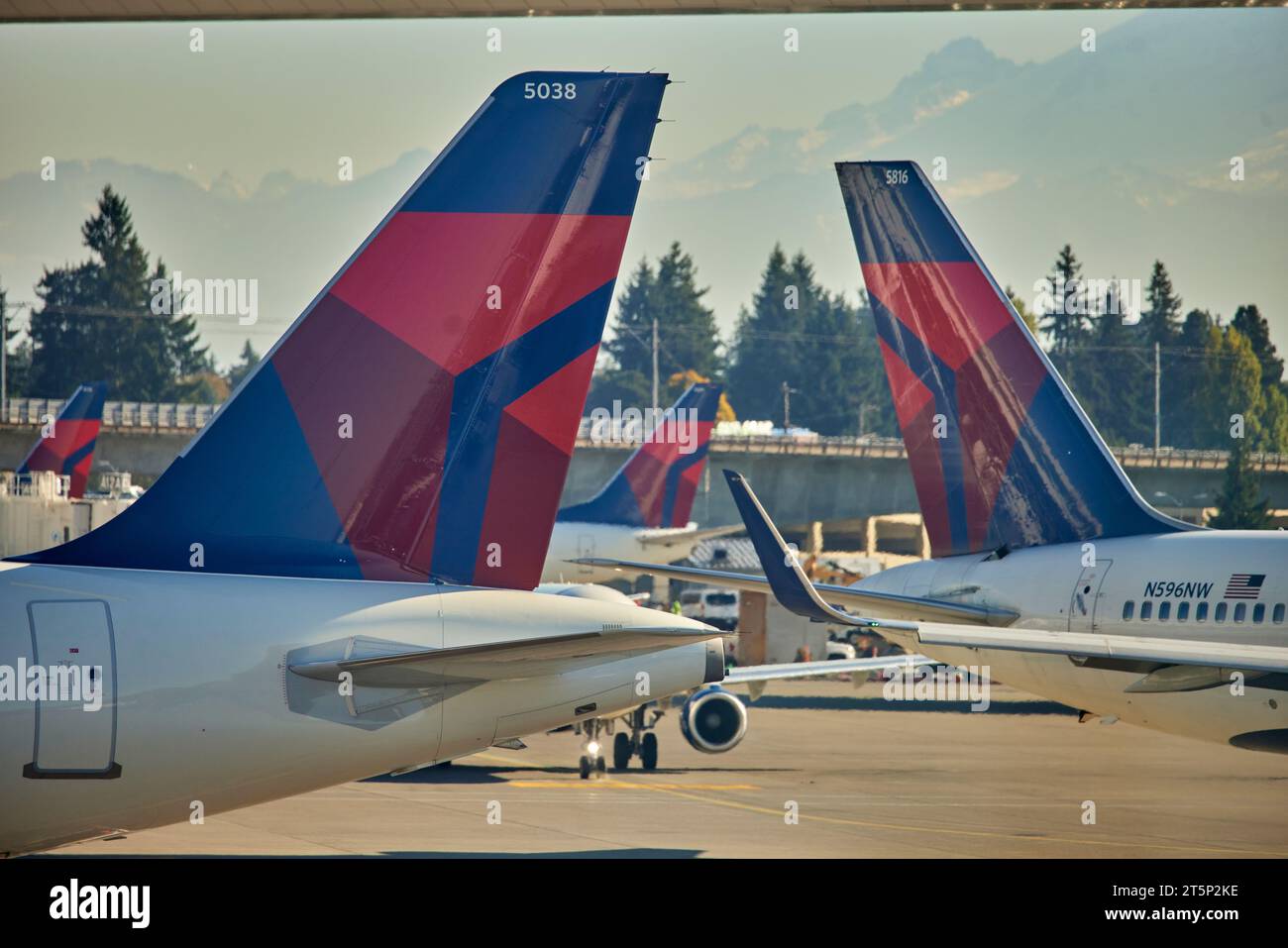 Aeroporto internazionale di Seattle Tacoma, Delta Airplanes, Foto Stock