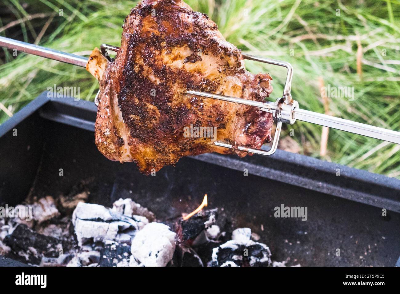 Grigliate arrostite a pezzetti di carne Foto Stock