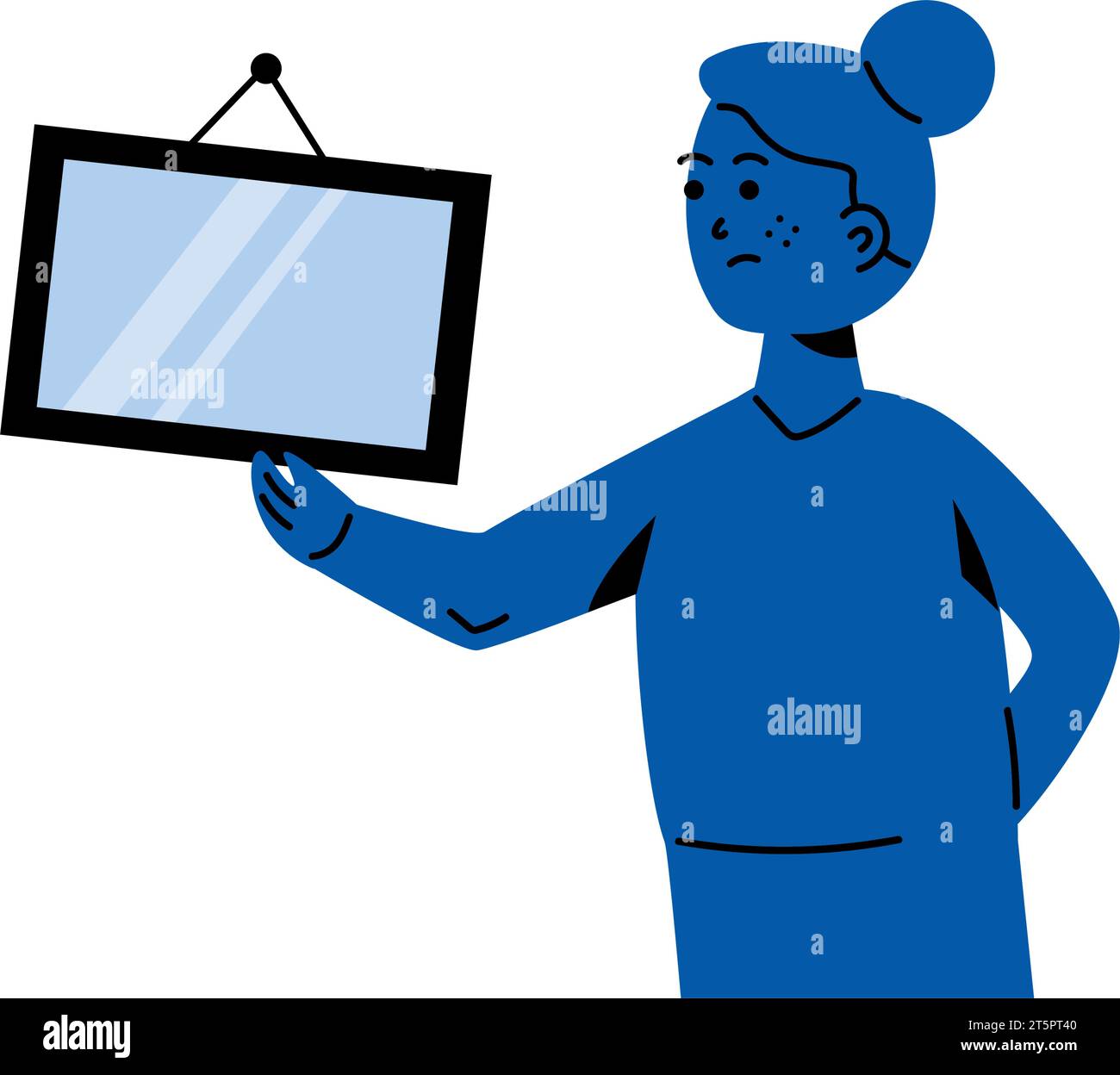 disturbo ossessivo-compulsivo di donna isolato vettore Illustrazione Vettoriale