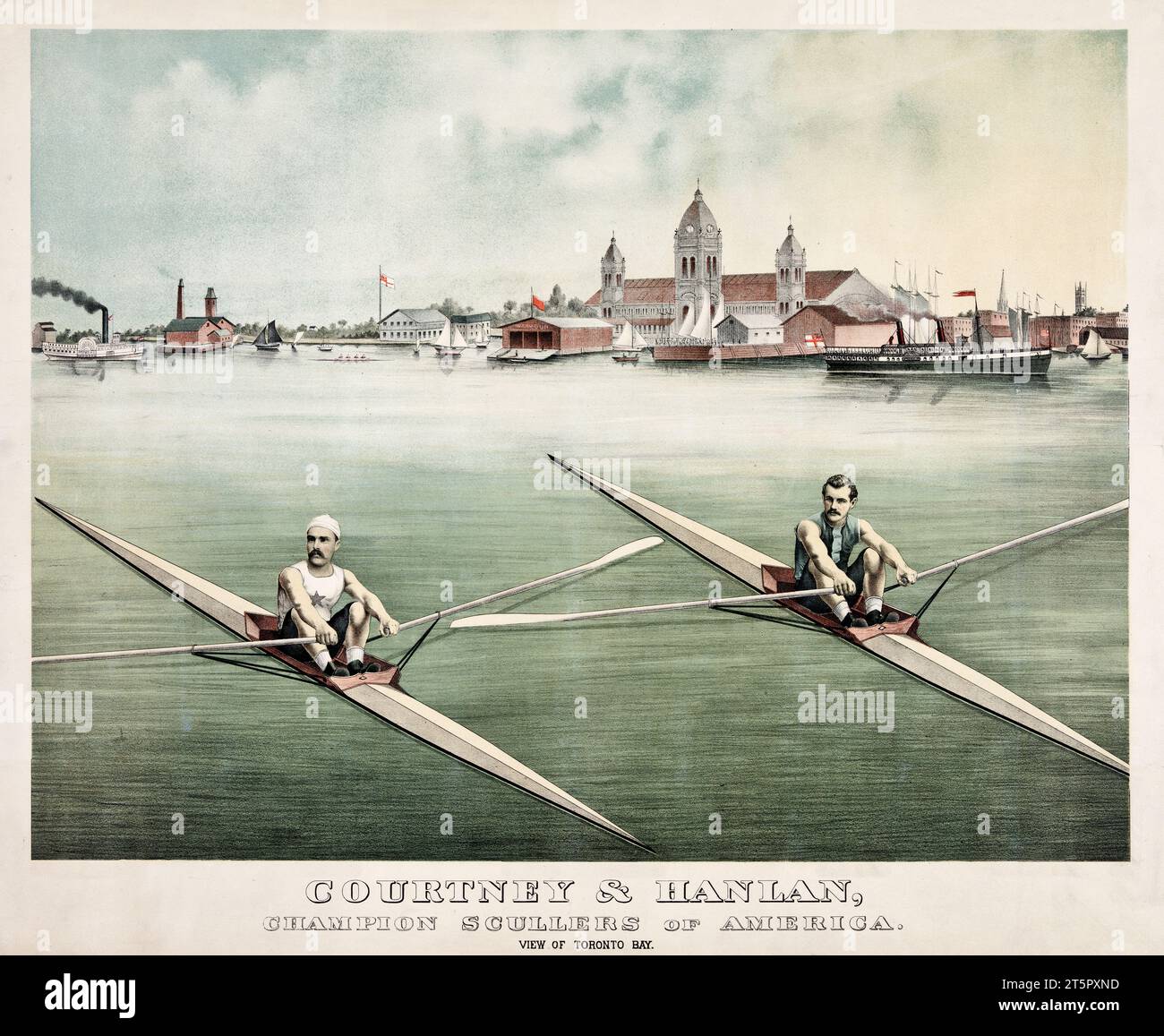 Vecchia illustrazione raffigurante Courtney e Hanlan, campioni di scuderia. Da autore non identificato, publ. ca 1879 Foto Stock