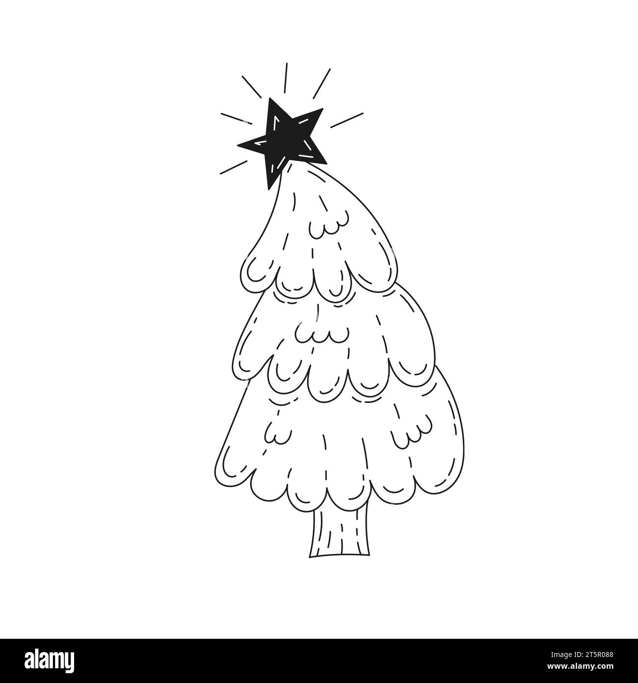 Albero di Natale in stile doodle. Illustrazione Vettoriale