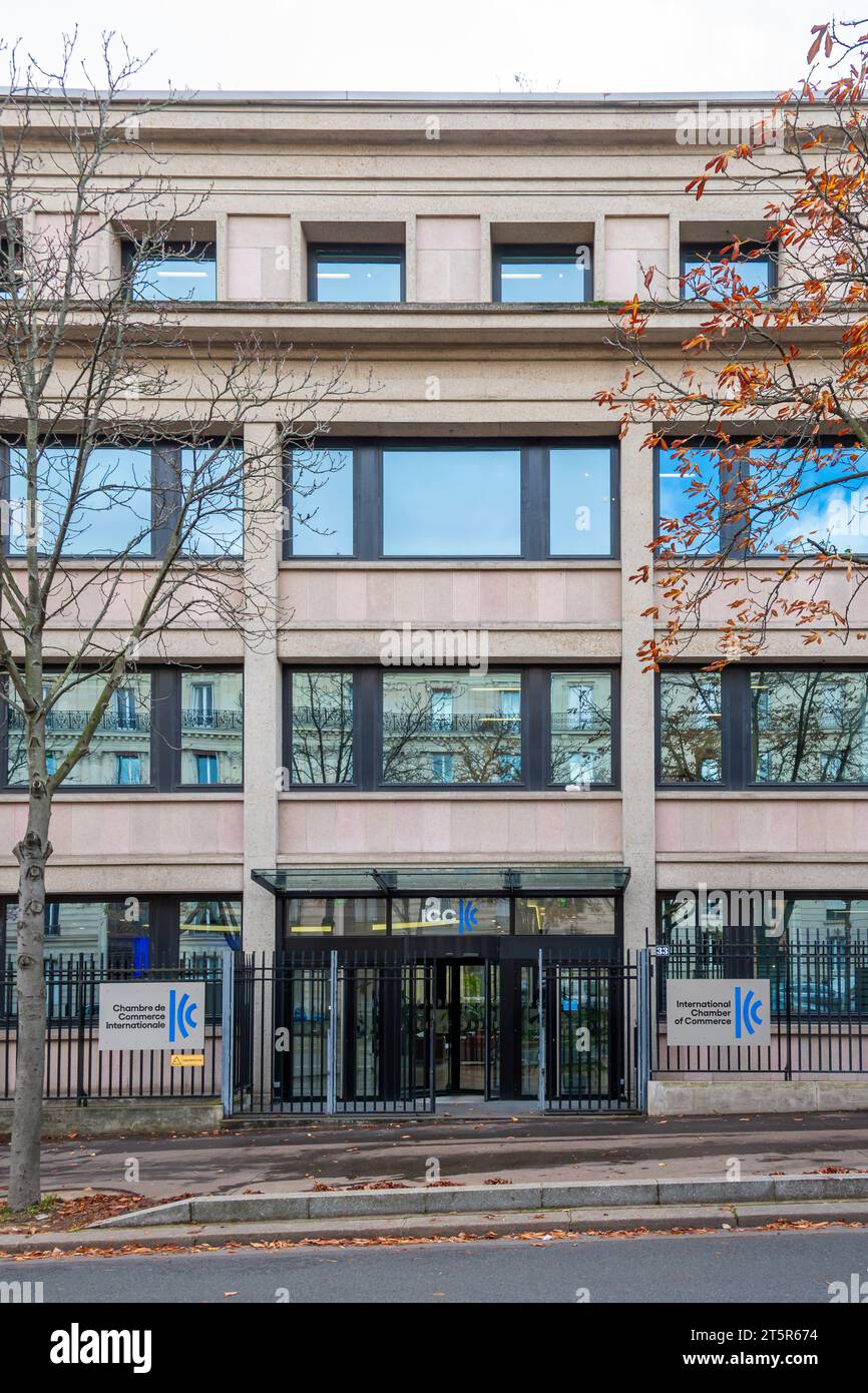 Vista esterna della camera di commercio internazionale (ICC), un'organizzazione che rappresenta migliaia di aziende in 130 paesi a livello globale Foto Stock