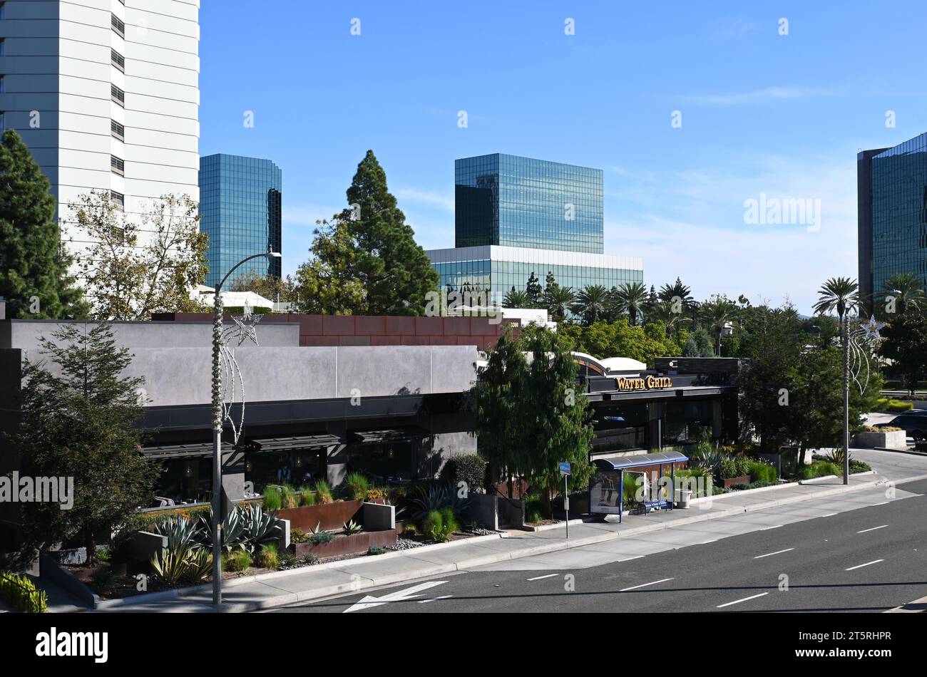 COSTA MESA, CALIFORNIA: 1 novembre 2023: Water Grill è un raffinato ristorante di pesce di fronte al South Coast Plaza. Foto Stock