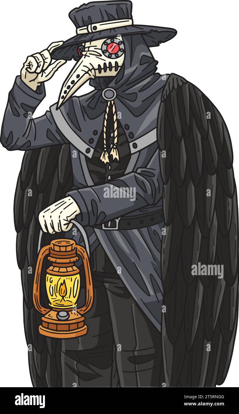 Halloween Plague Dottor Cartoon Colored Clipart Illustrazione Vettoriale