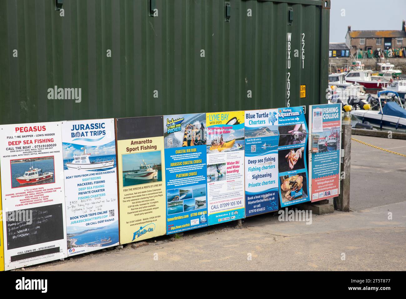 Lyme Regis Dorset, gite in barca e pesca promosse al Cobb, Inghilterra, Regno Unito, 2023 Foto Stock