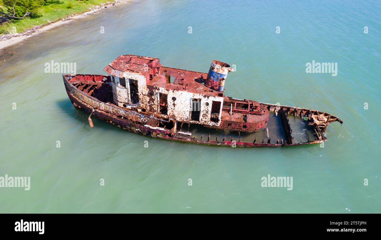 Il naufragio di Tanack è affondato sulla riva Foto Stock