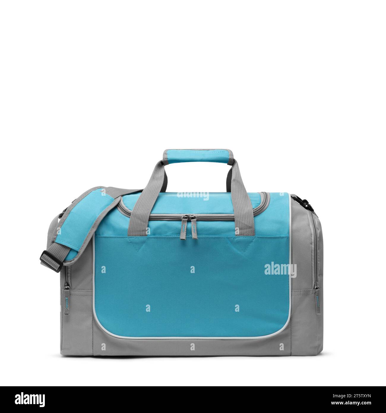 sport da vicino all'aperto, borse da viaggio personalizzate in nylon a tracolla, piumino, per uomo e donna, isolate su sfondo bianco. vista frontale. Foto Stock