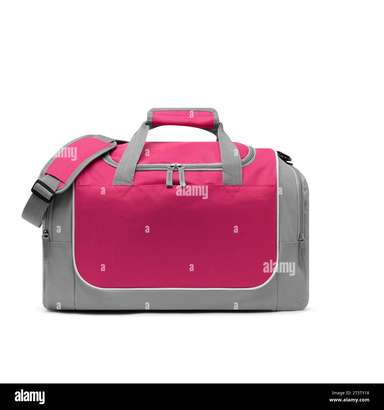 sport da vicino all'aperto, borse da viaggio personalizzate in nylon a tracolla, piumino, per uomo e donna, isolate su sfondo bianco. vista frontale. Foto Stock