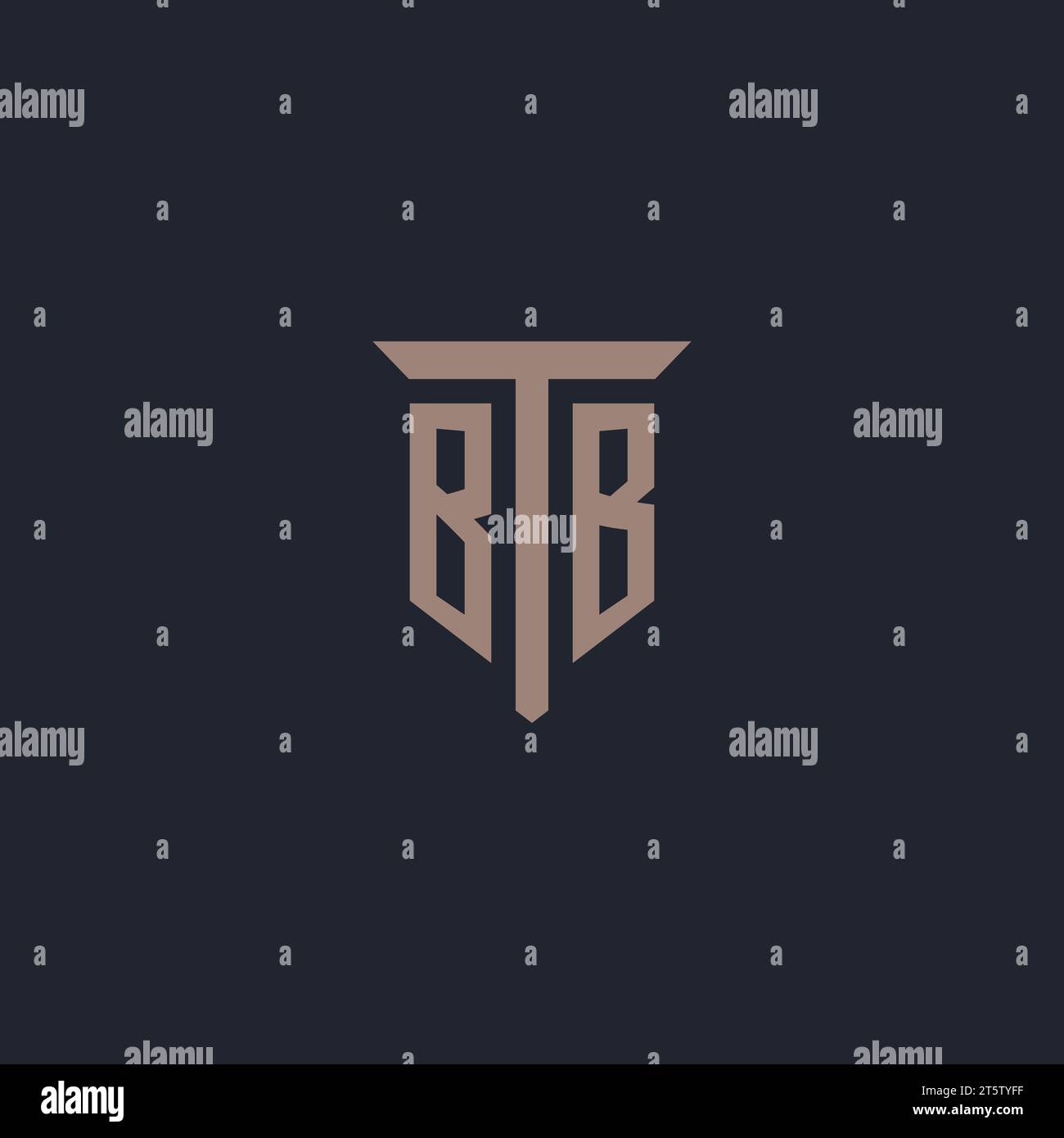 Monogramma iniziale del logo BB con vettore di design dell'icona a colonna Illustrazione Vettoriale