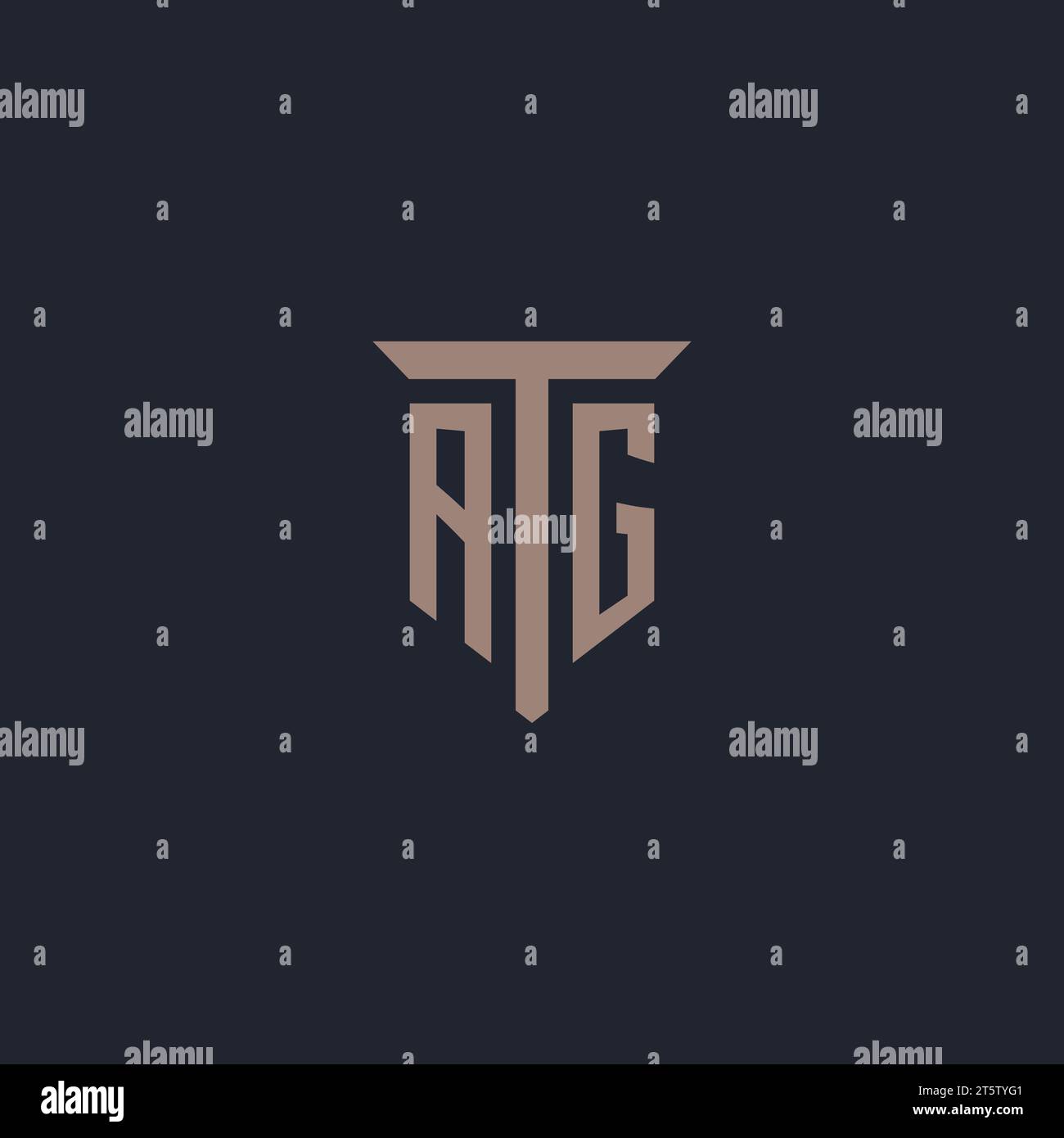 Monogramma logo iniziale AG con vettore di design icona montante Illustrazione Vettoriale