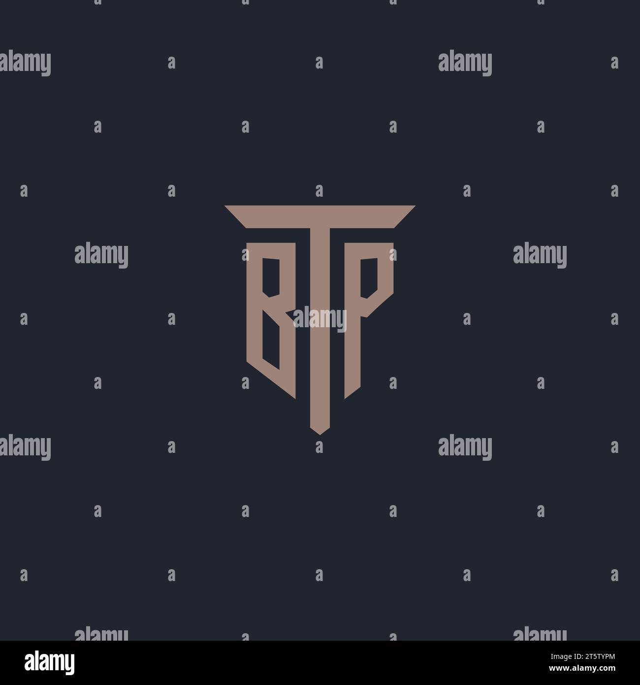 Monogramma del logo iniziale BP con vettore di design dell'icona a colonna Illustrazione Vettoriale