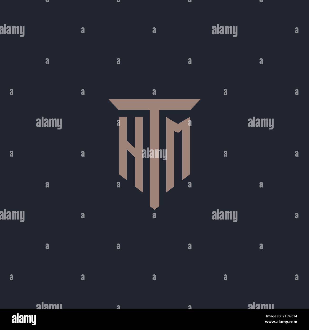 Monogramma iniziale con logo HM con vettore di design icona a colonna Illustrazione Vettoriale