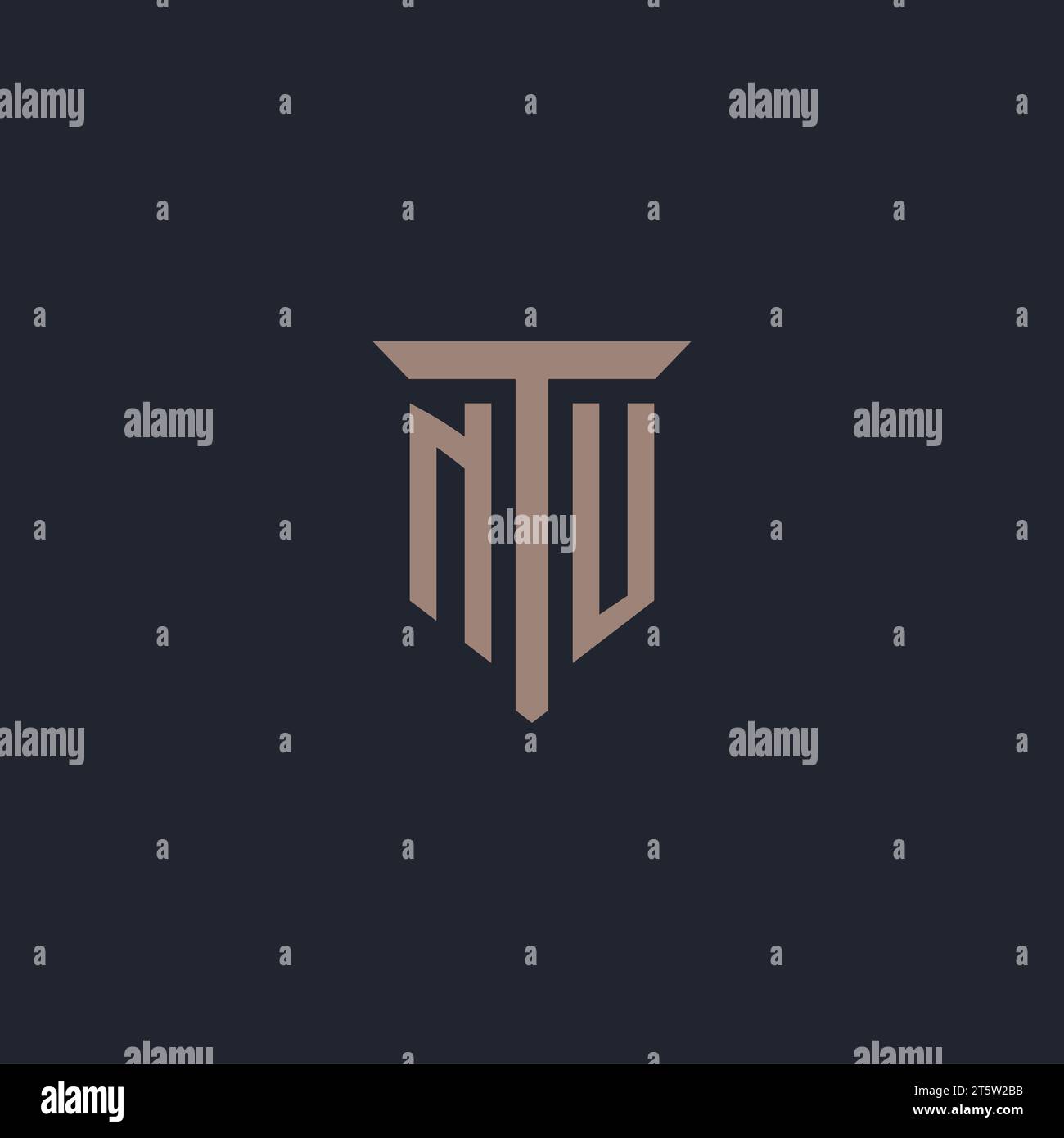 Monogramma logo iniziale NU con vettore di design icona pilastro Illustrazione Vettoriale