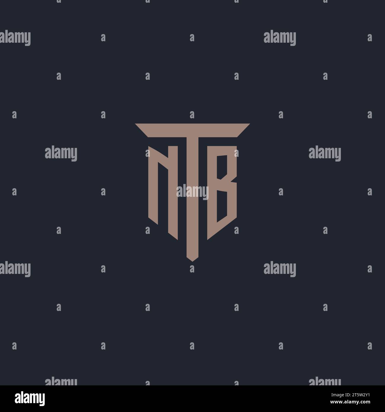 NB monogramma iniziale del logo con vettore di design dell'icona a colonna Illustrazione Vettoriale