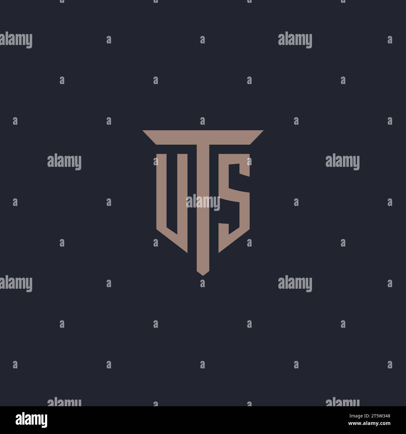Monogramma del logo iniziale USA con vettore di design icona pilastro Illustrazione Vettoriale