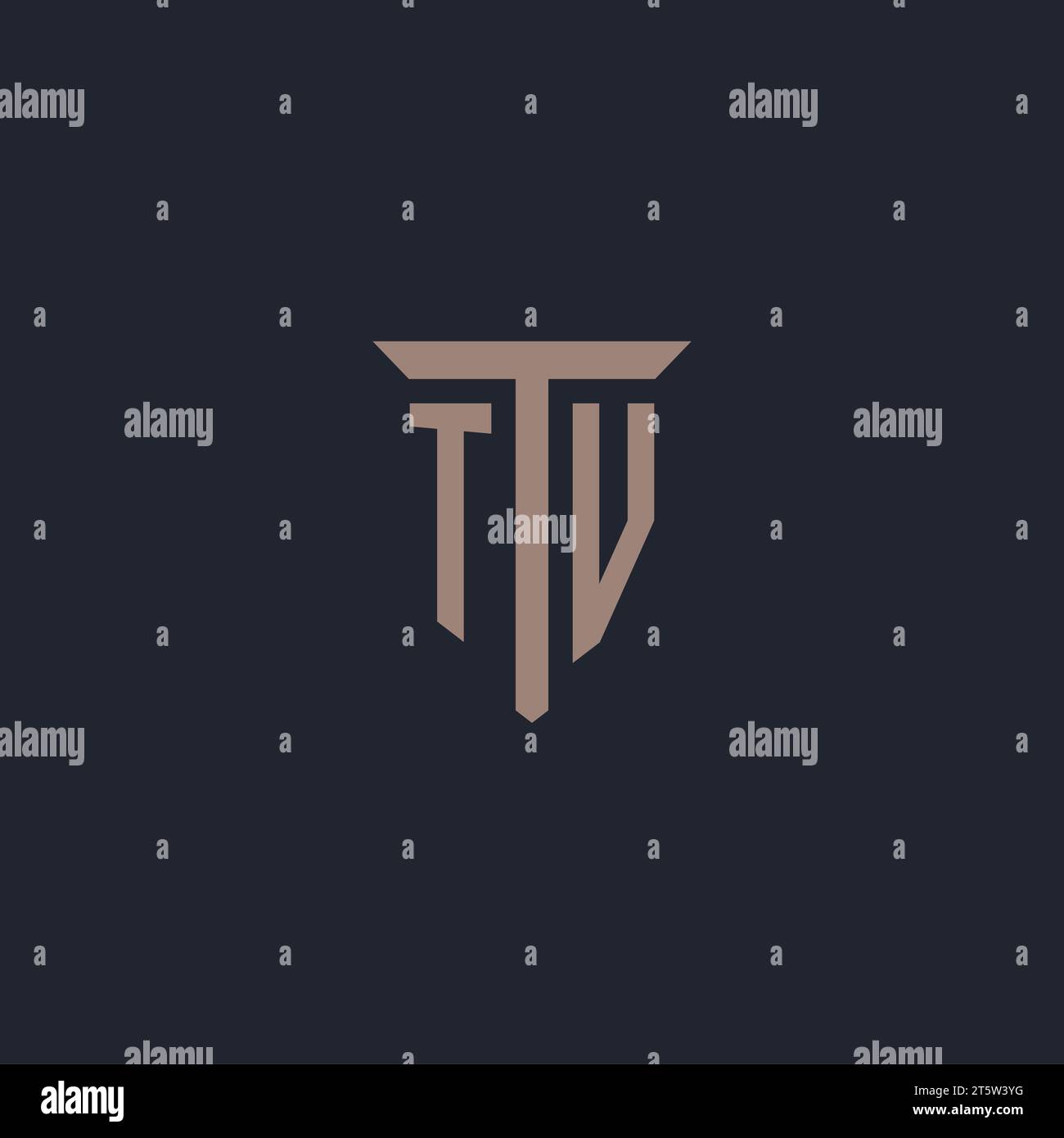 Monogramma del logo iniziale del televisore con vettore di design dell'icona a colonna Illustrazione Vettoriale