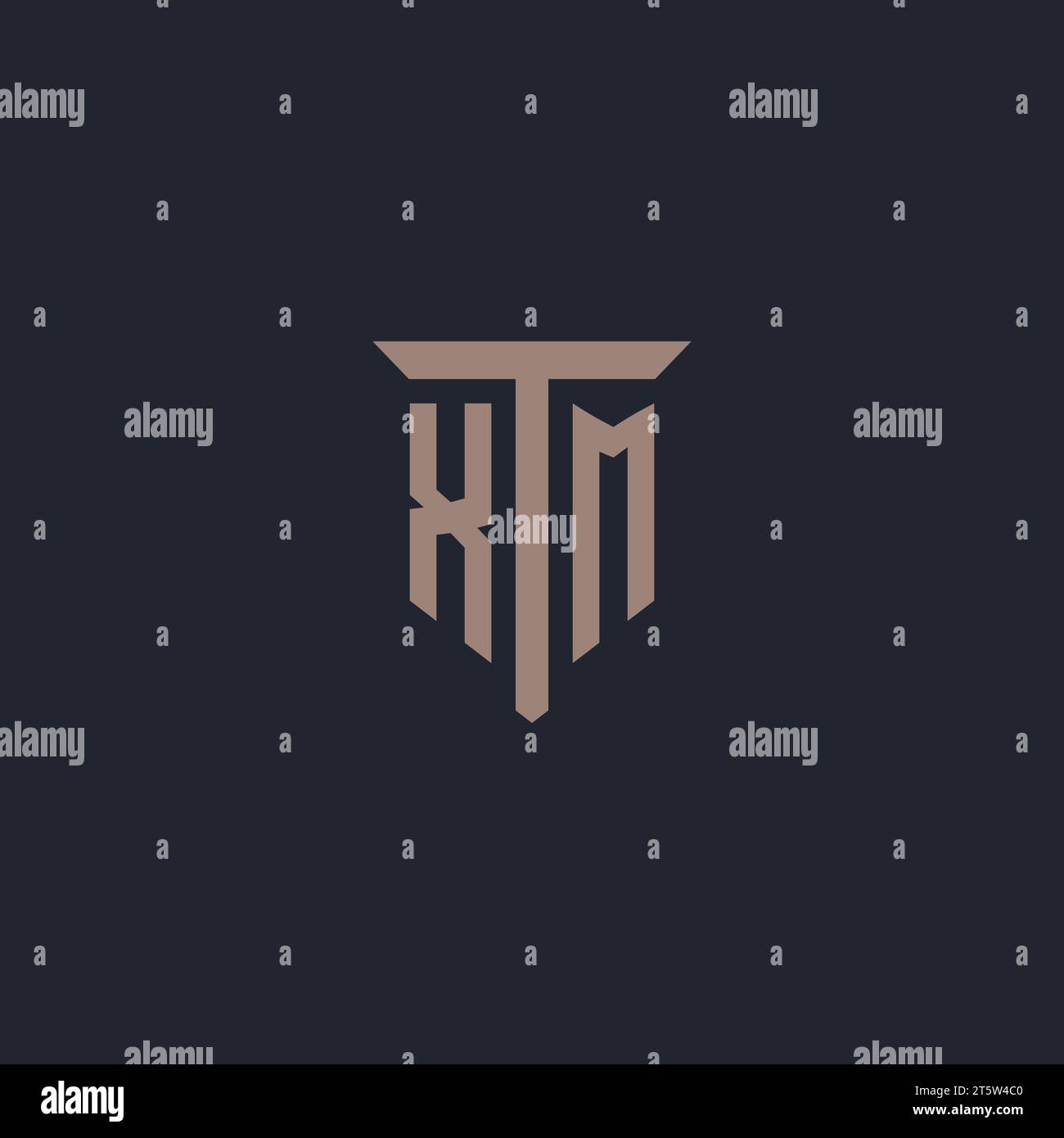 Monogramma del logo iniziale XM con vettore di design dell'icona a colonna Illustrazione Vettoriale