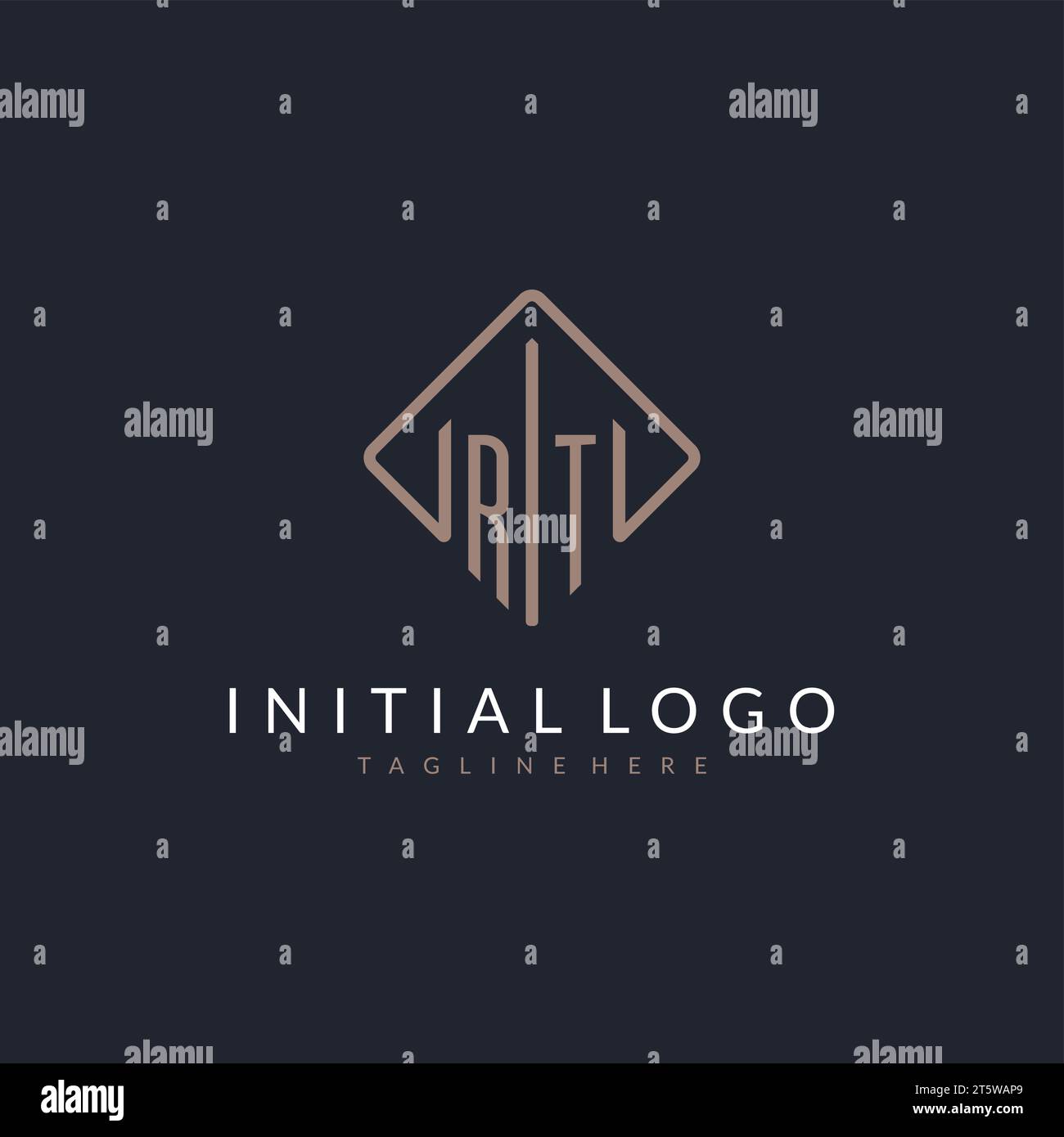 Logo iniziale RT con idee di design rettangolari ricurvi Illustrazione Vettoriale