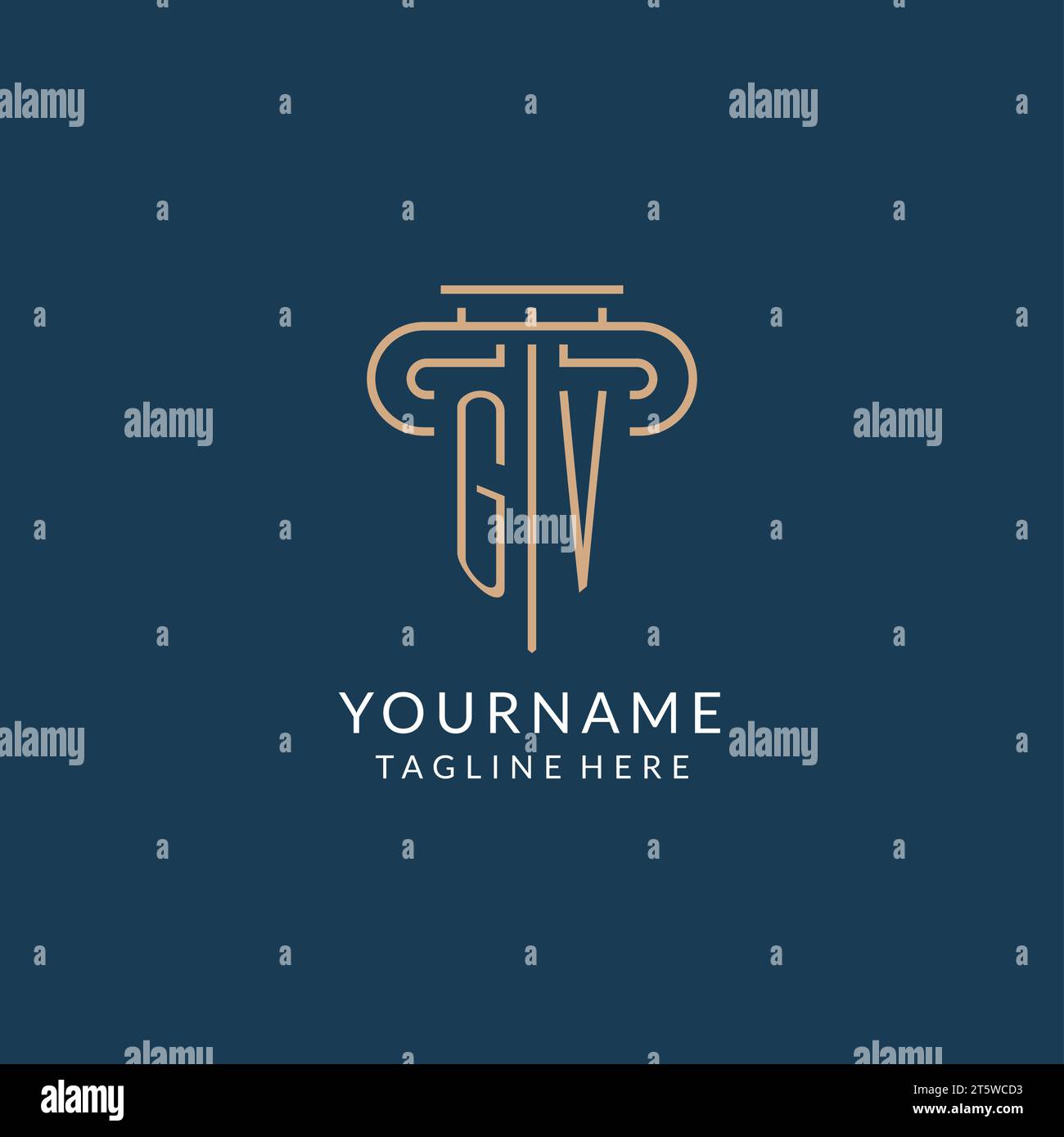 Lettera iniziale logo GV Pillar, logo dello studio legale design ispirazione grafica vettoriale Illustrazione Vettoriale