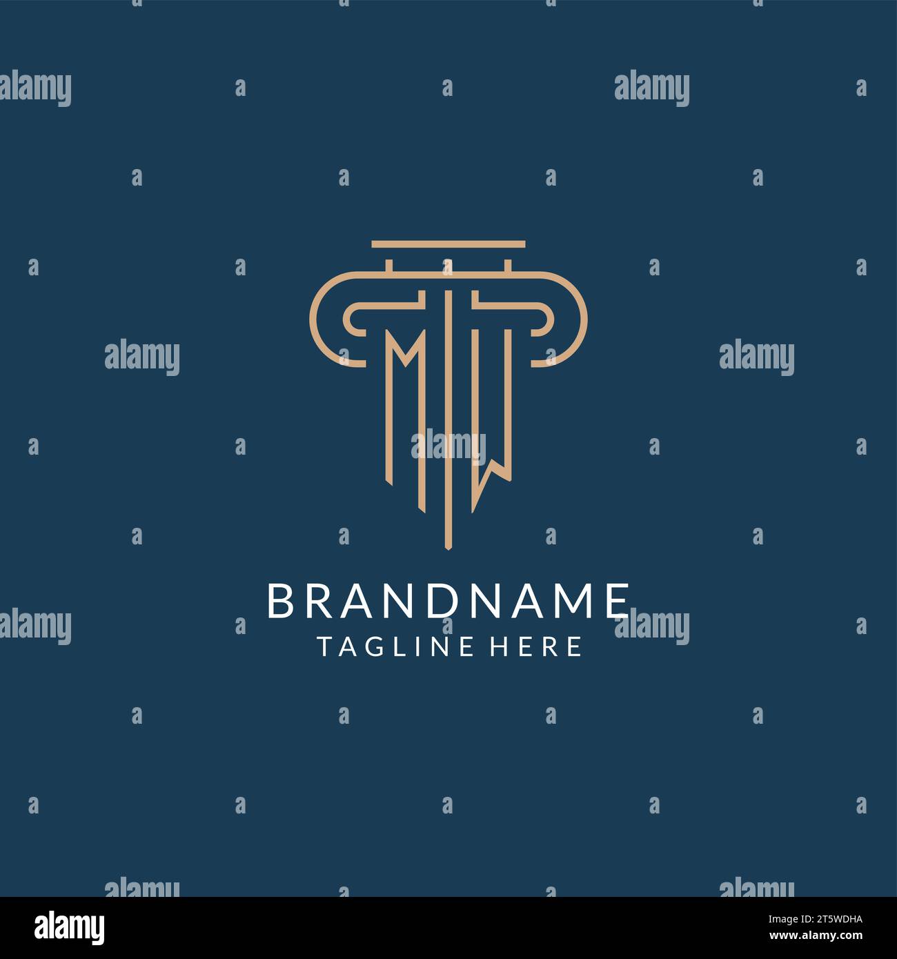 Lettera iniziale logo MW Pillar, logo dello studio legale design ispirazione grafica vettoriale Illustrazione Vettoriale