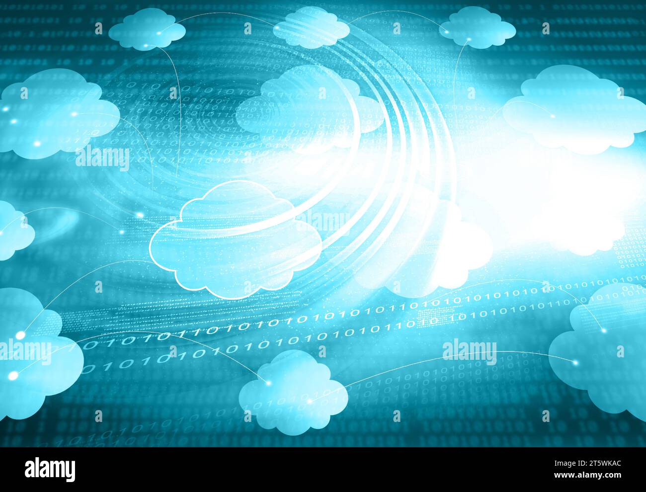 Background nel cloud computing. illustrazione 2d. Foto Stock