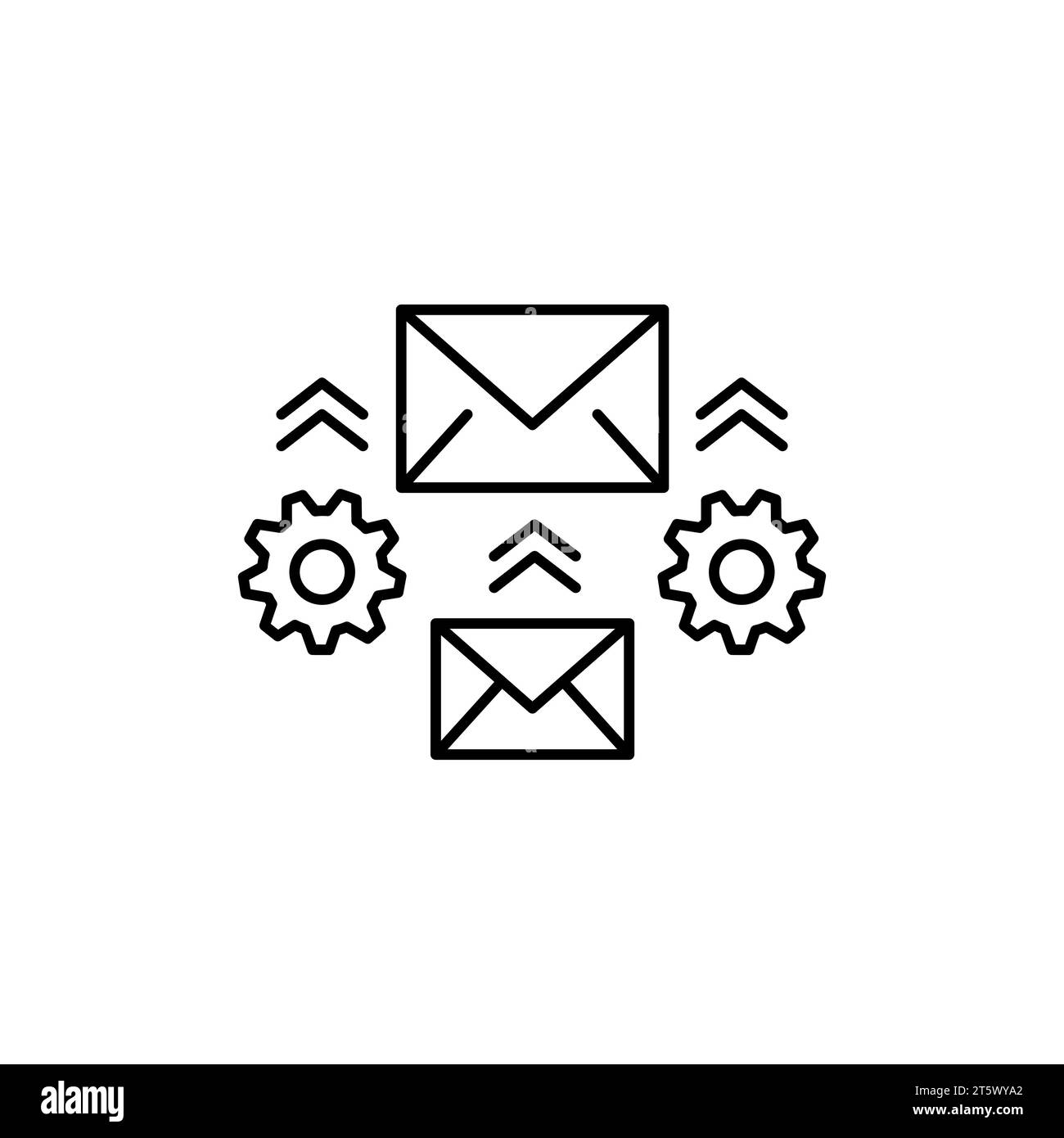 Icona della riga di servizio di automazione della posta elettronica in bianco Illustrazione Vettoriale