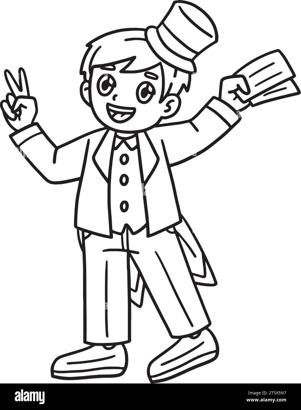 Venditore di circhi con biglietto per colorazione isolata Illustrazione Vettoriale