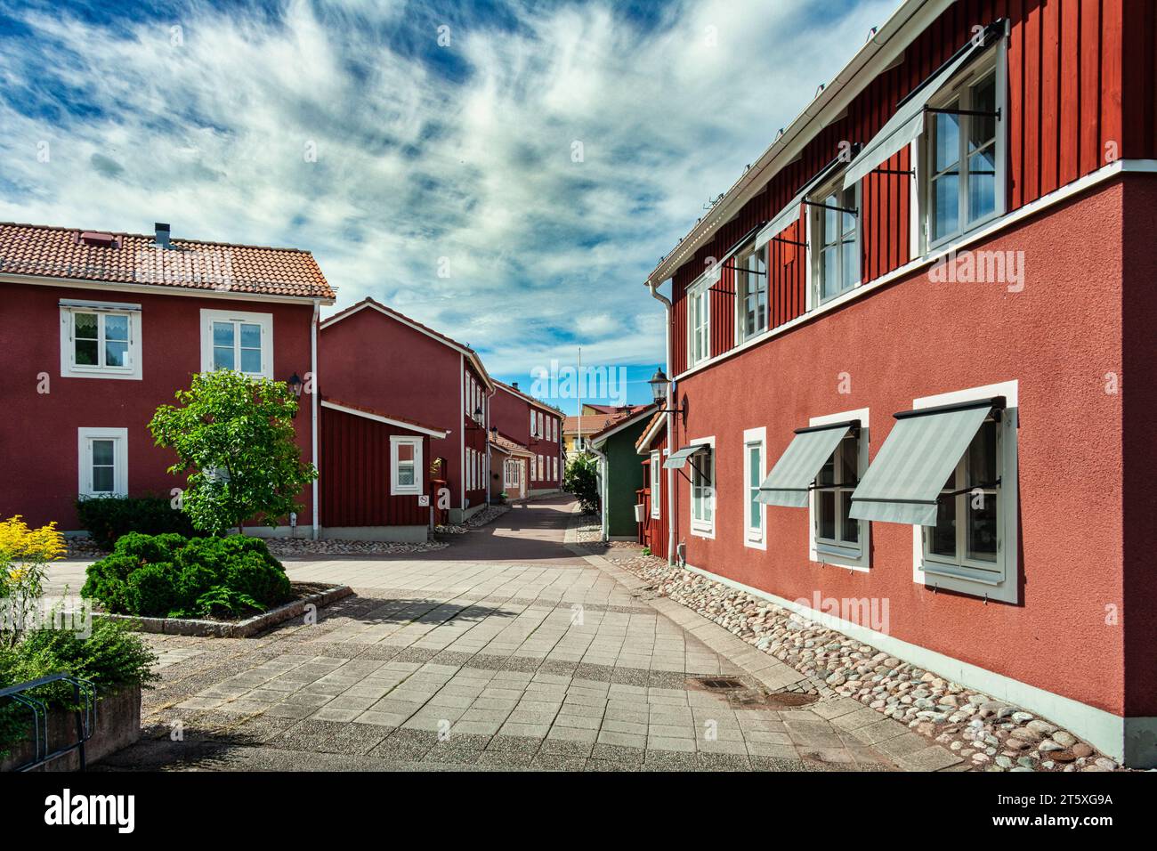 Città storica di Mora, una città nel centro della Svezia. Sede del traguardo del Vasaloppet, la più antica e lunga gara di sci di fondo. Svezia, Foto Stock