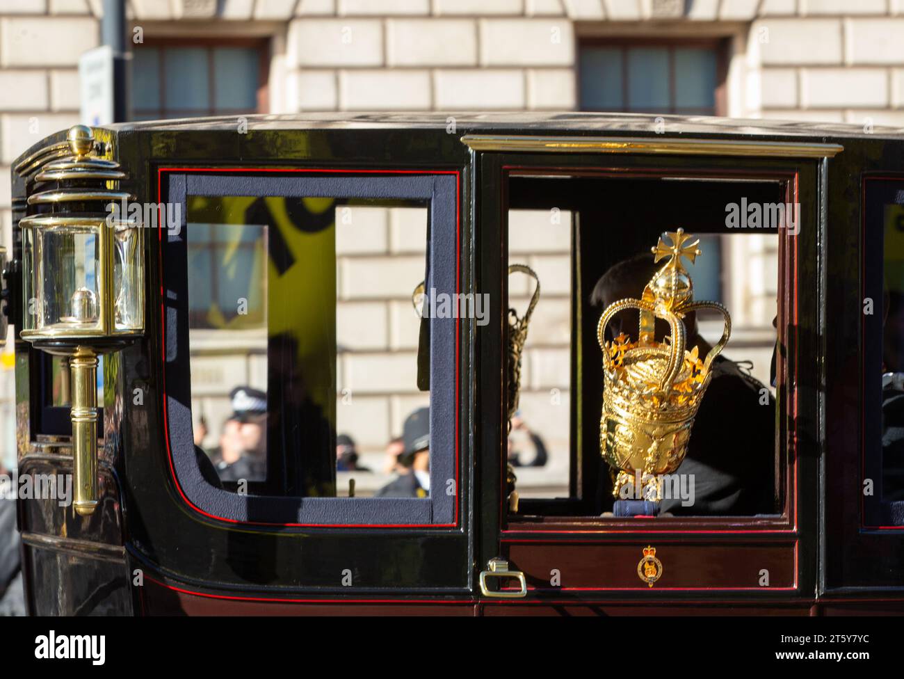 Londra, Regno Unito. 7 novembre 2023. L'apertura statale del Parlamento segna l'inizio formale dell'anno parlamentare e stabilisce l'ordine del giorno del governo per la sessione 2023-24, delineando le politiche e la legislazione proposte. Credito: Richard Lincoln/Alamy Live News credito: Richard Lincoln/Alamy Live News Foto Stock