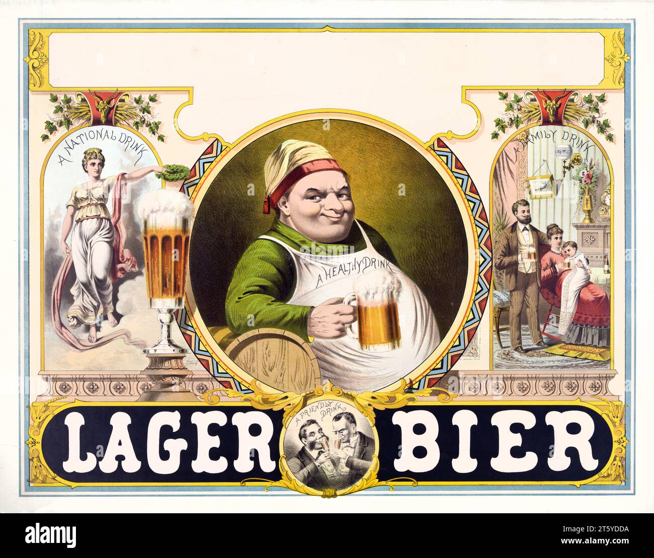 Vecchia illustrazione pubblicitaria di Lager Bier. Da autore non identificato, publ. ca. 1879 Foto Stock